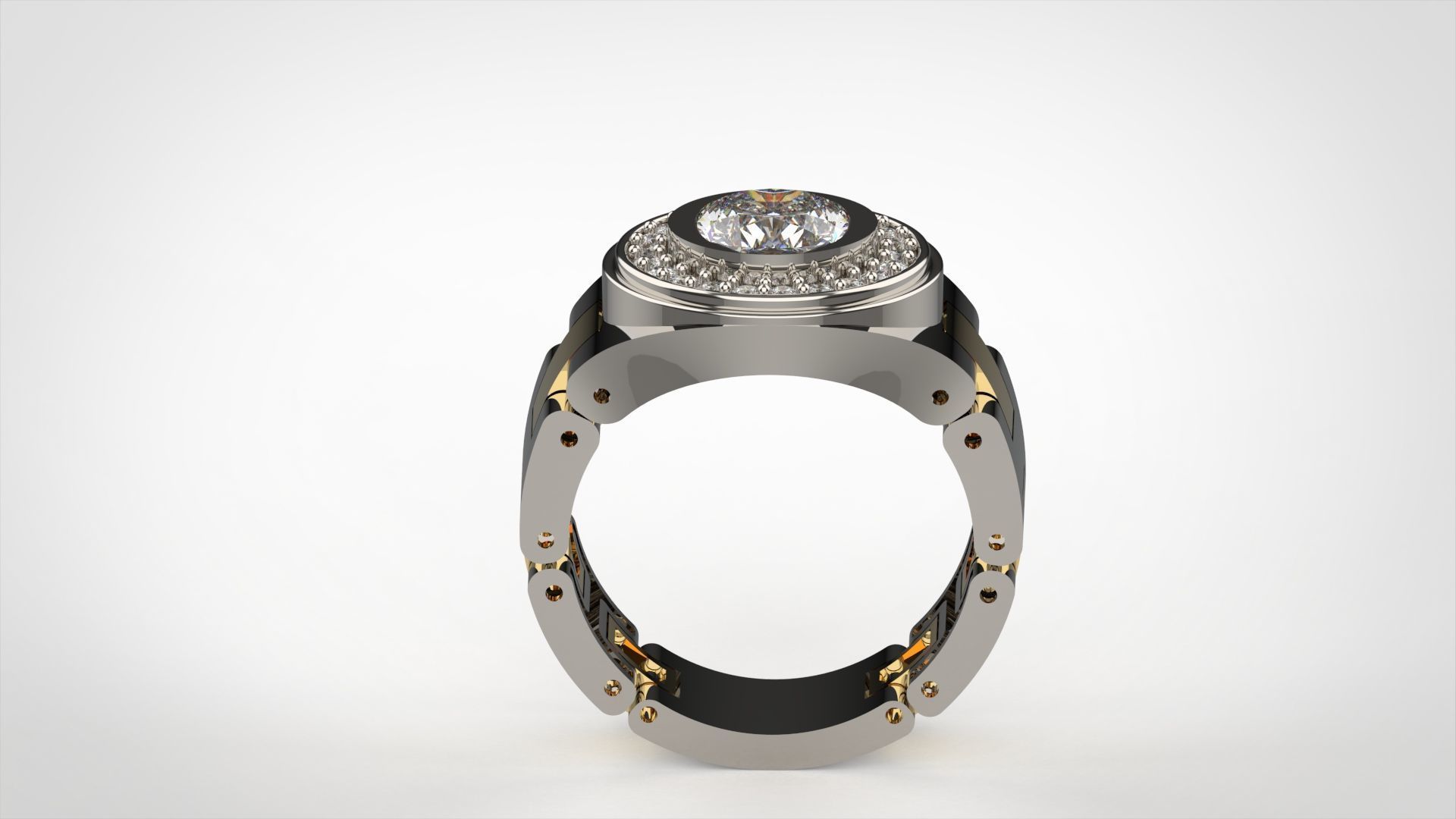 Luxury man Rolex design diamond ring model ror0002 3D print model_2