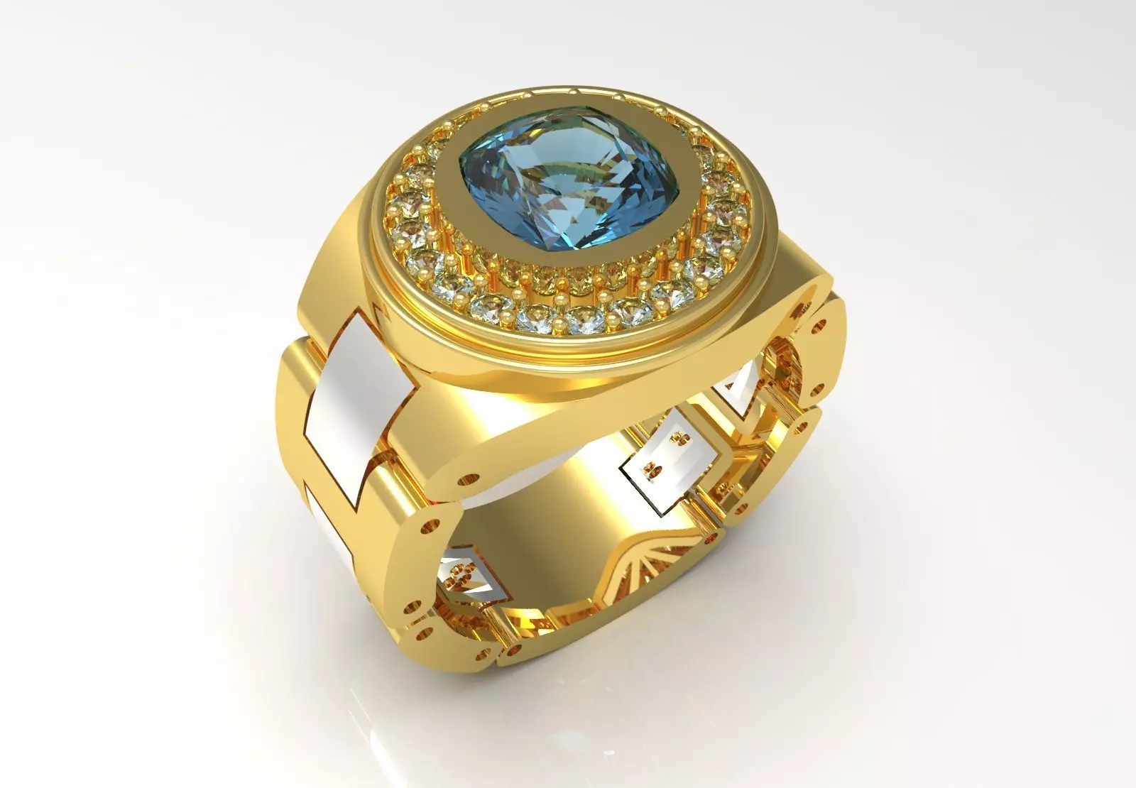 Luxury man Rolex design diamond ring model ror0002 3D print model_16