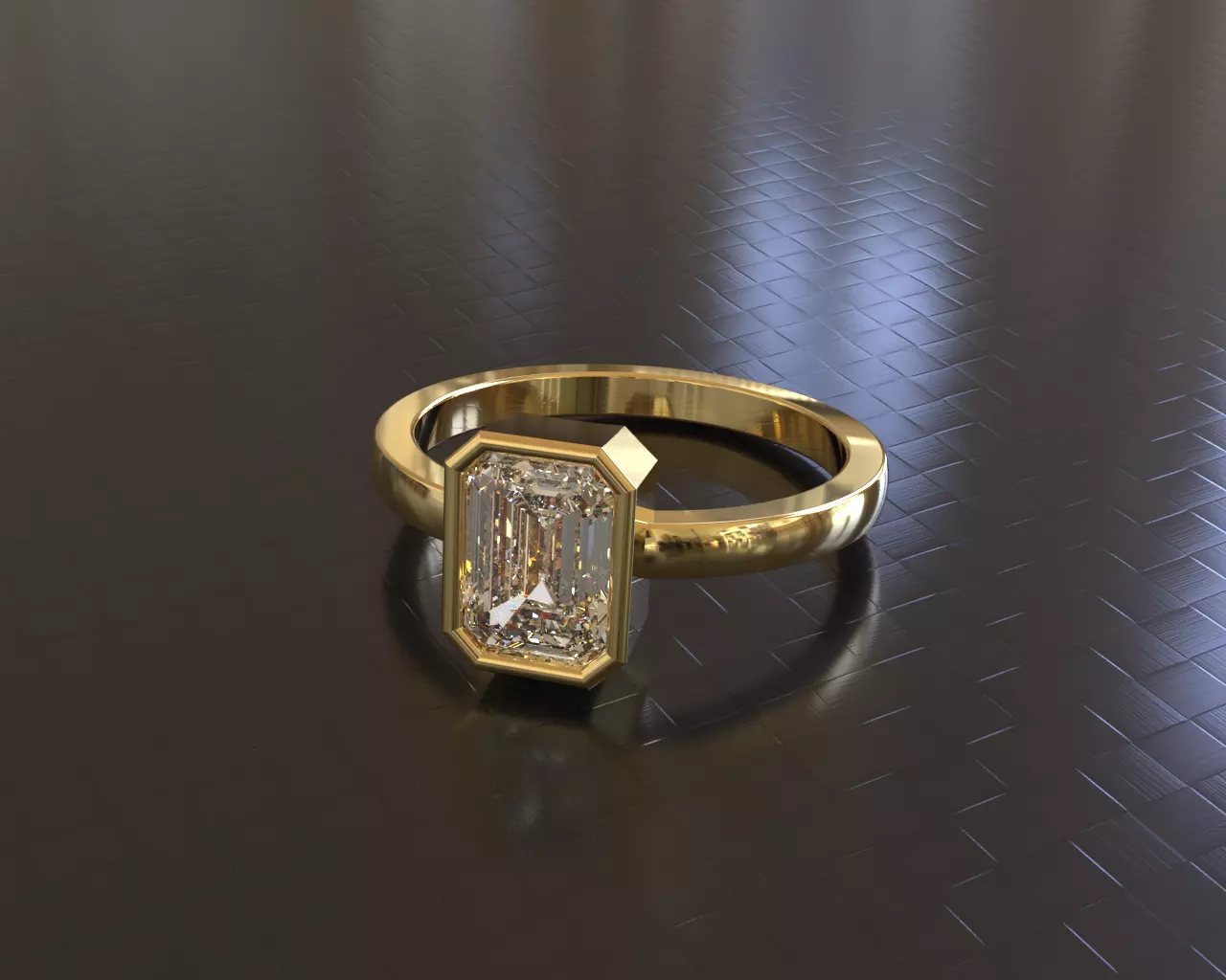 Emerald Cut Bazel Solitaire Ring 3D print model
