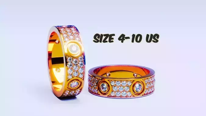 Love Rings Type 3 All Sizes 3D print model