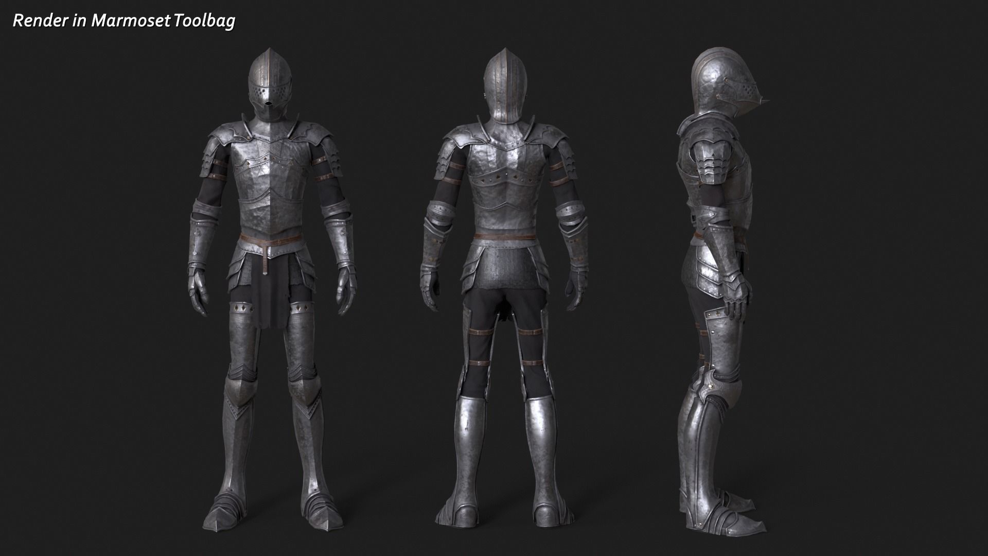 Knight Thin Low-poly 3D model_3