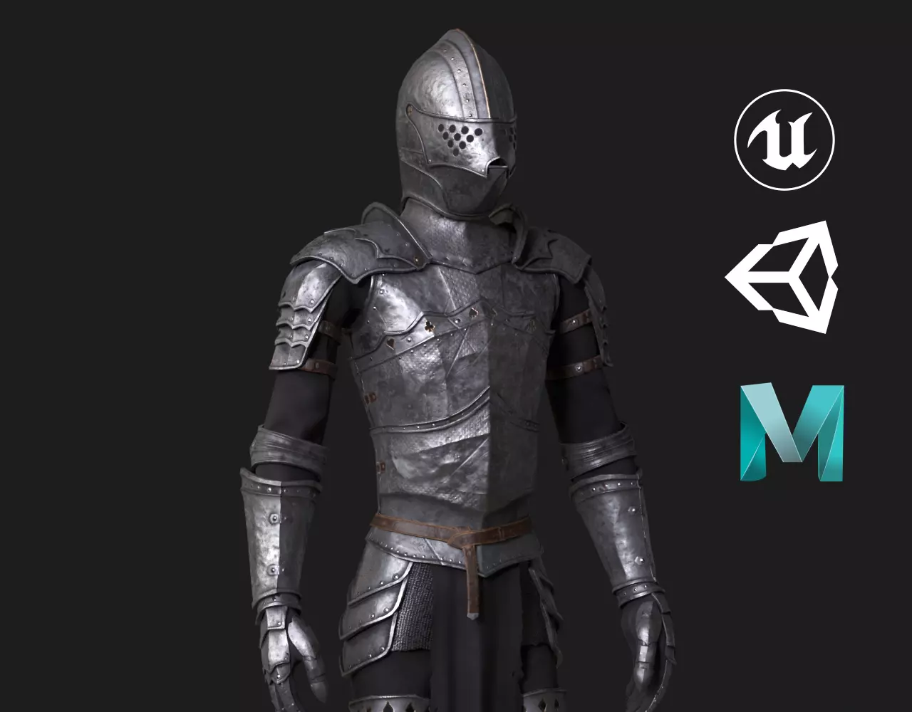 Knight Thin Low-poly 3D model_0