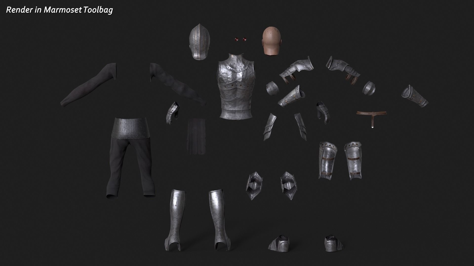 Knight Thin Low-poly 3D model_9