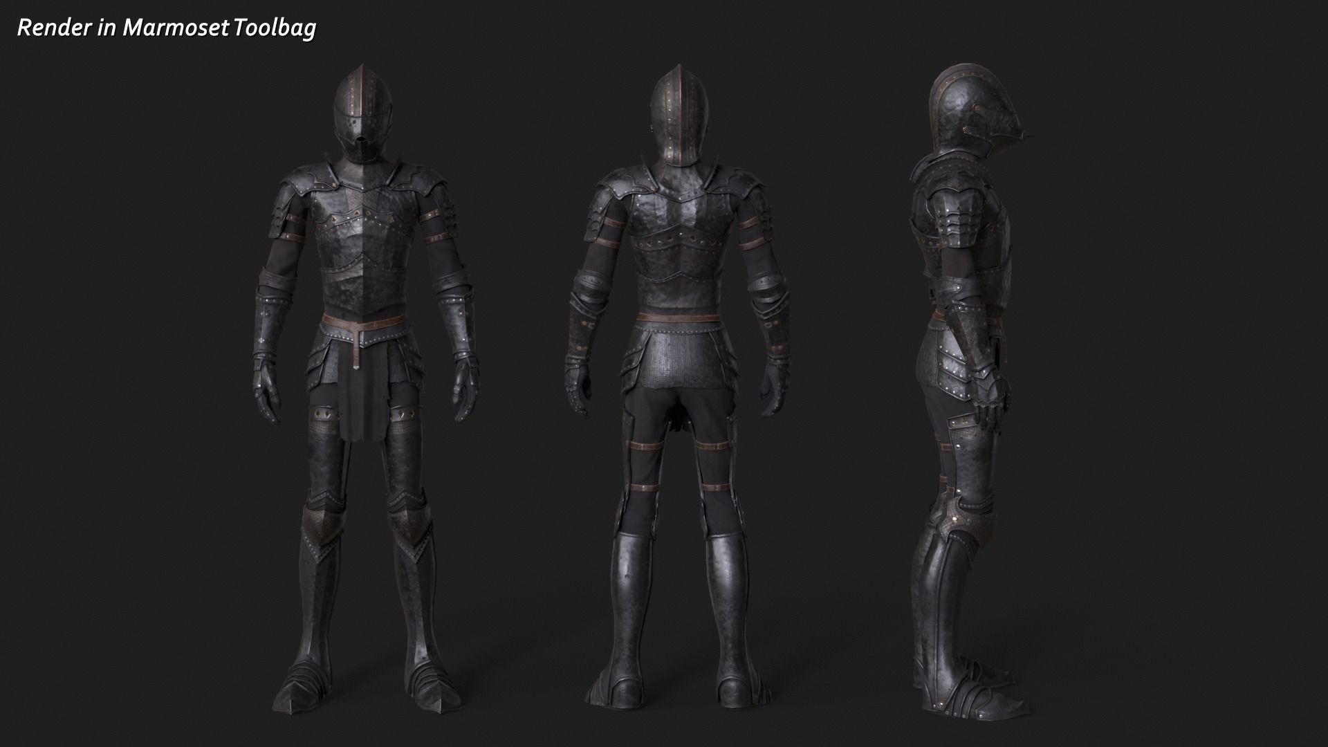 Knight Thin Low-poly 3D model_7
