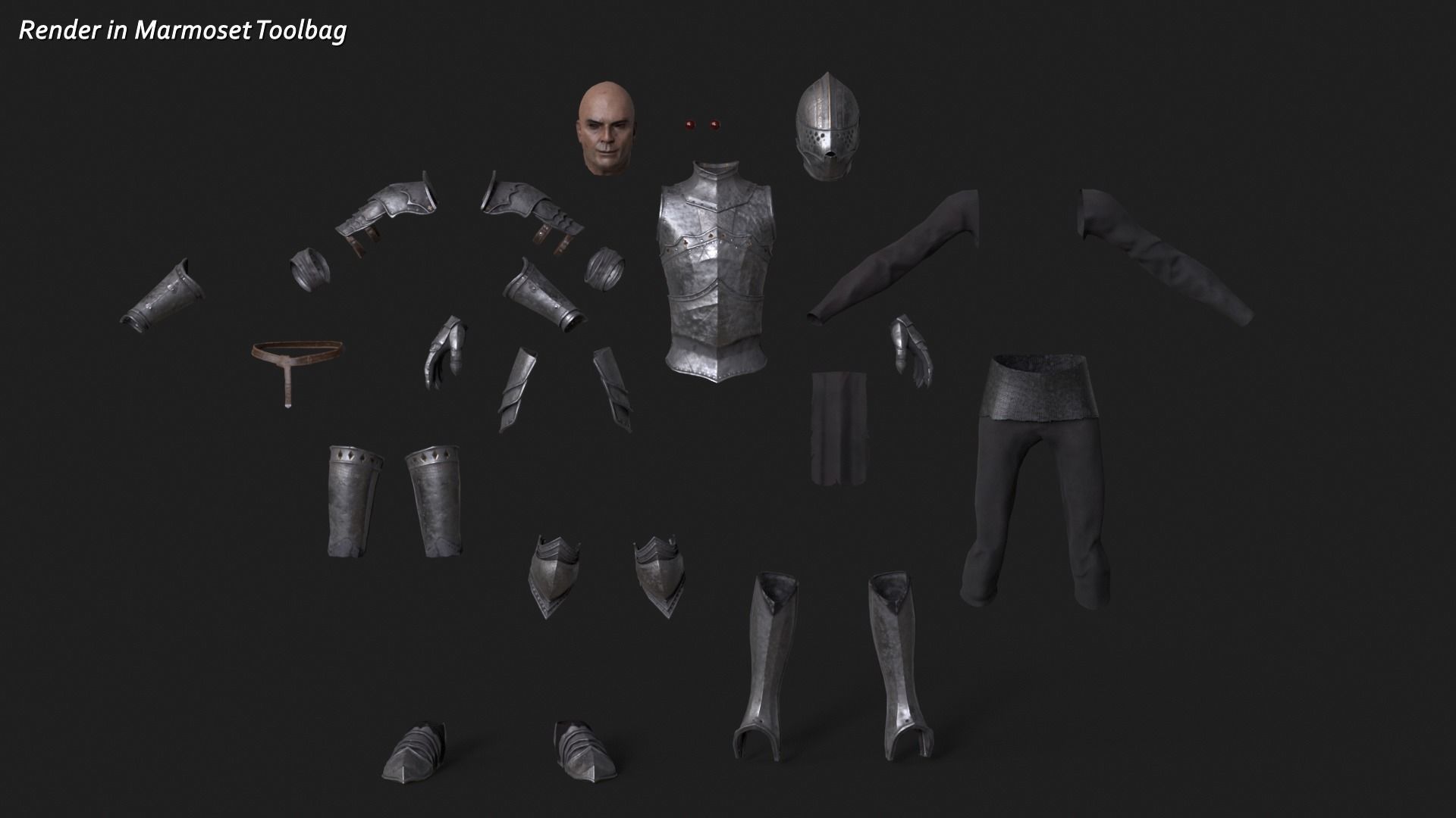 Knight Thin Low-poly 3D model_10