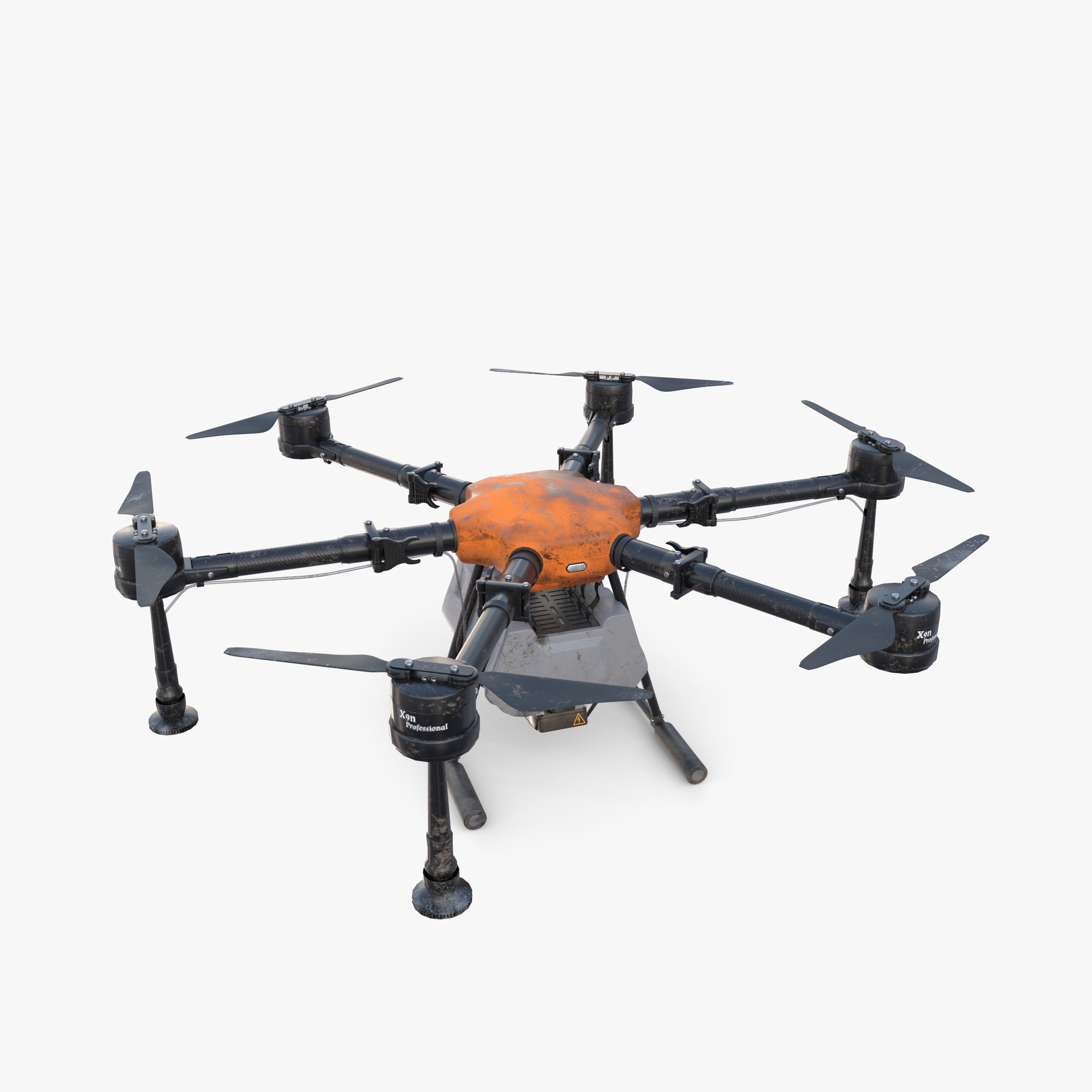 Agricultural drone V2 Low-poly 3D model_7