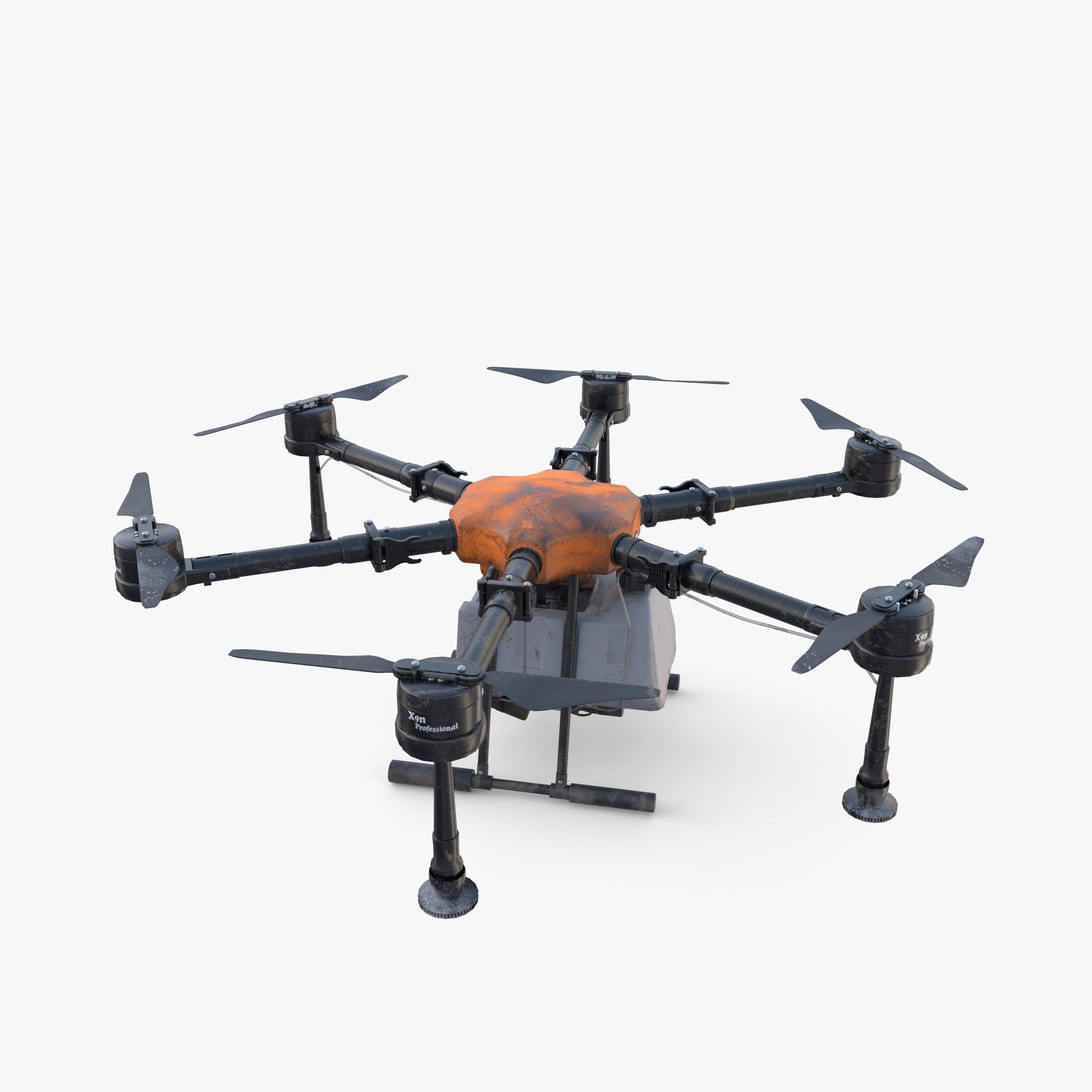 Agricultural drone V2 Low-poly 3D model_9