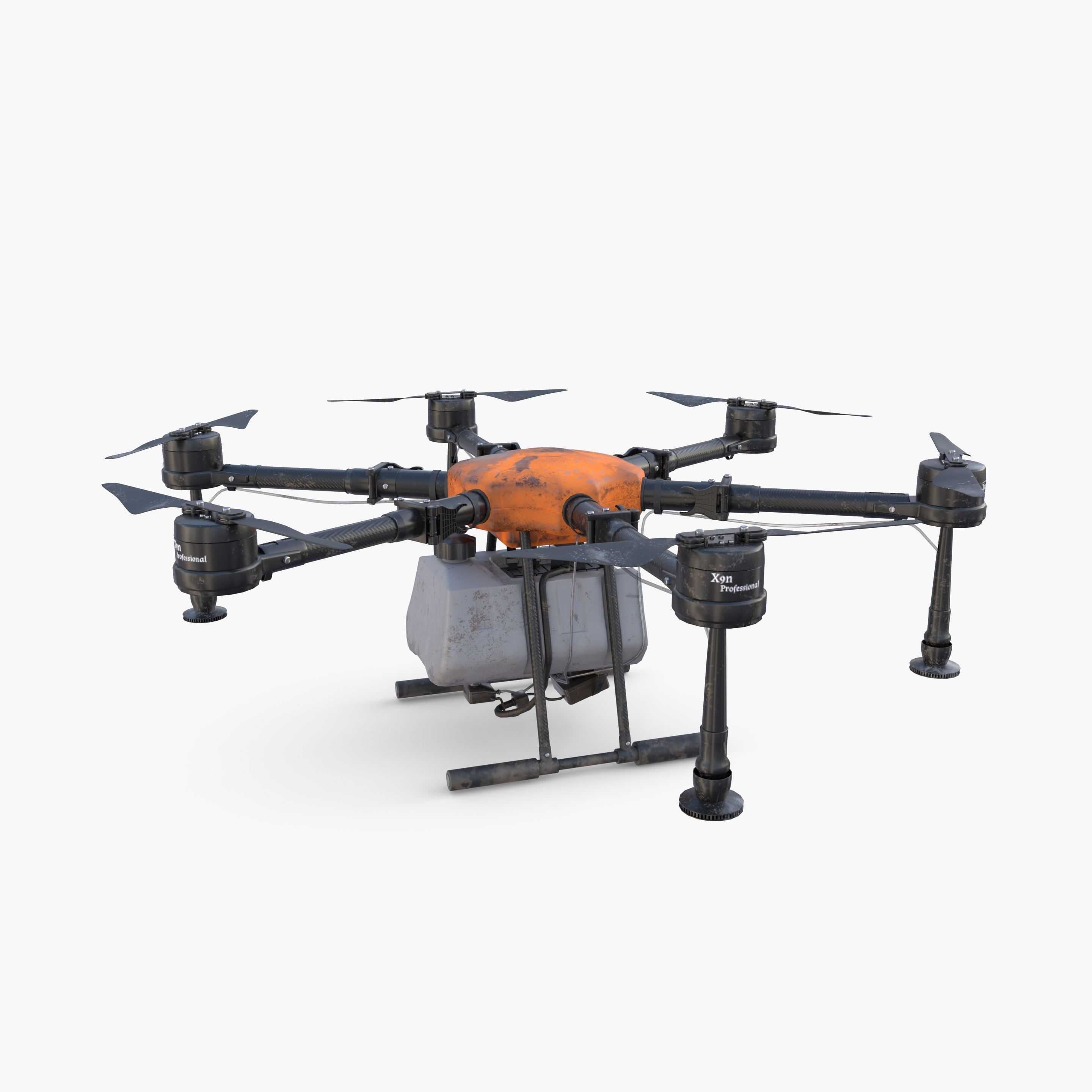 Agricultural drone V2 Low-poly 3D model_1