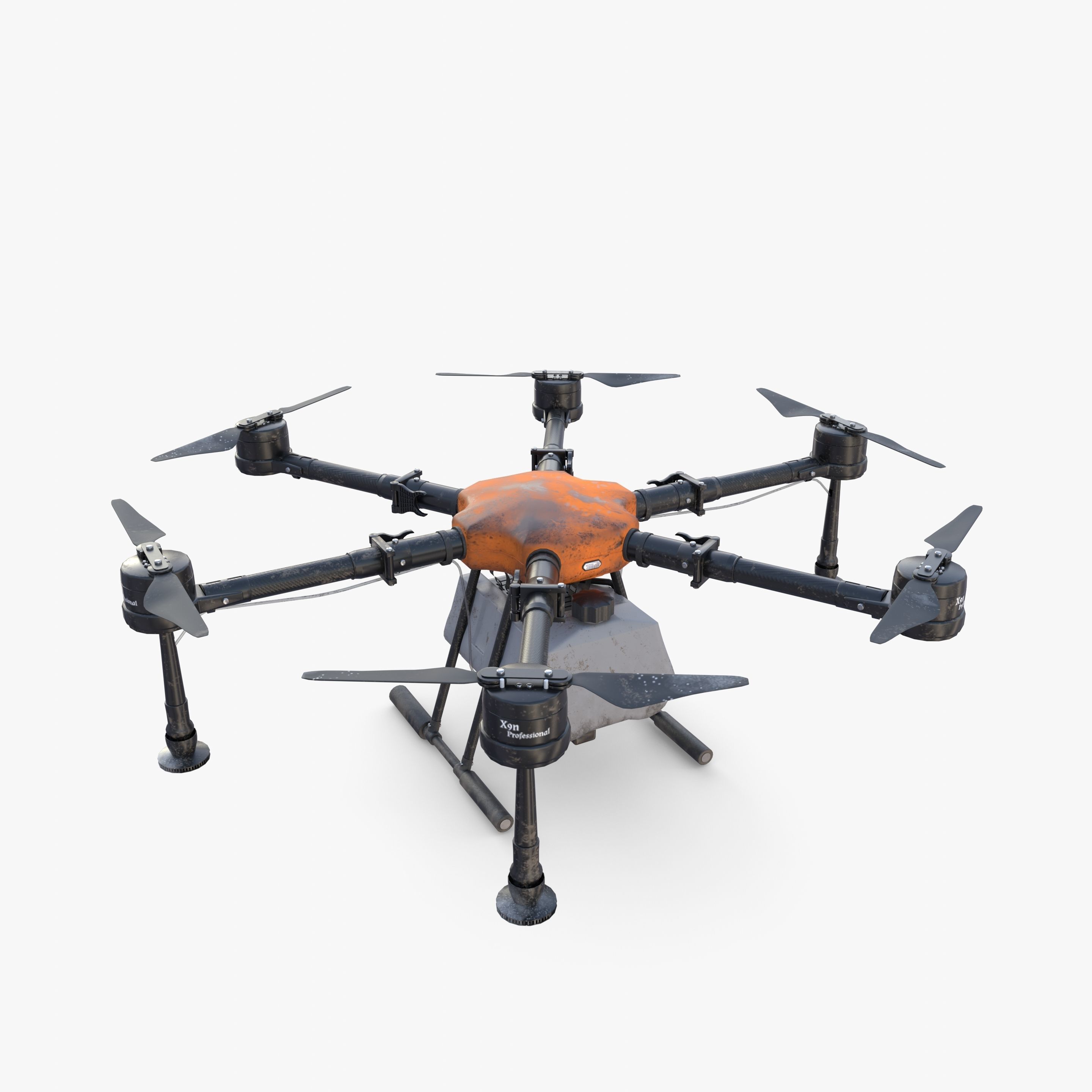 Agricultural drone V2 Low-poly 3D model_10
