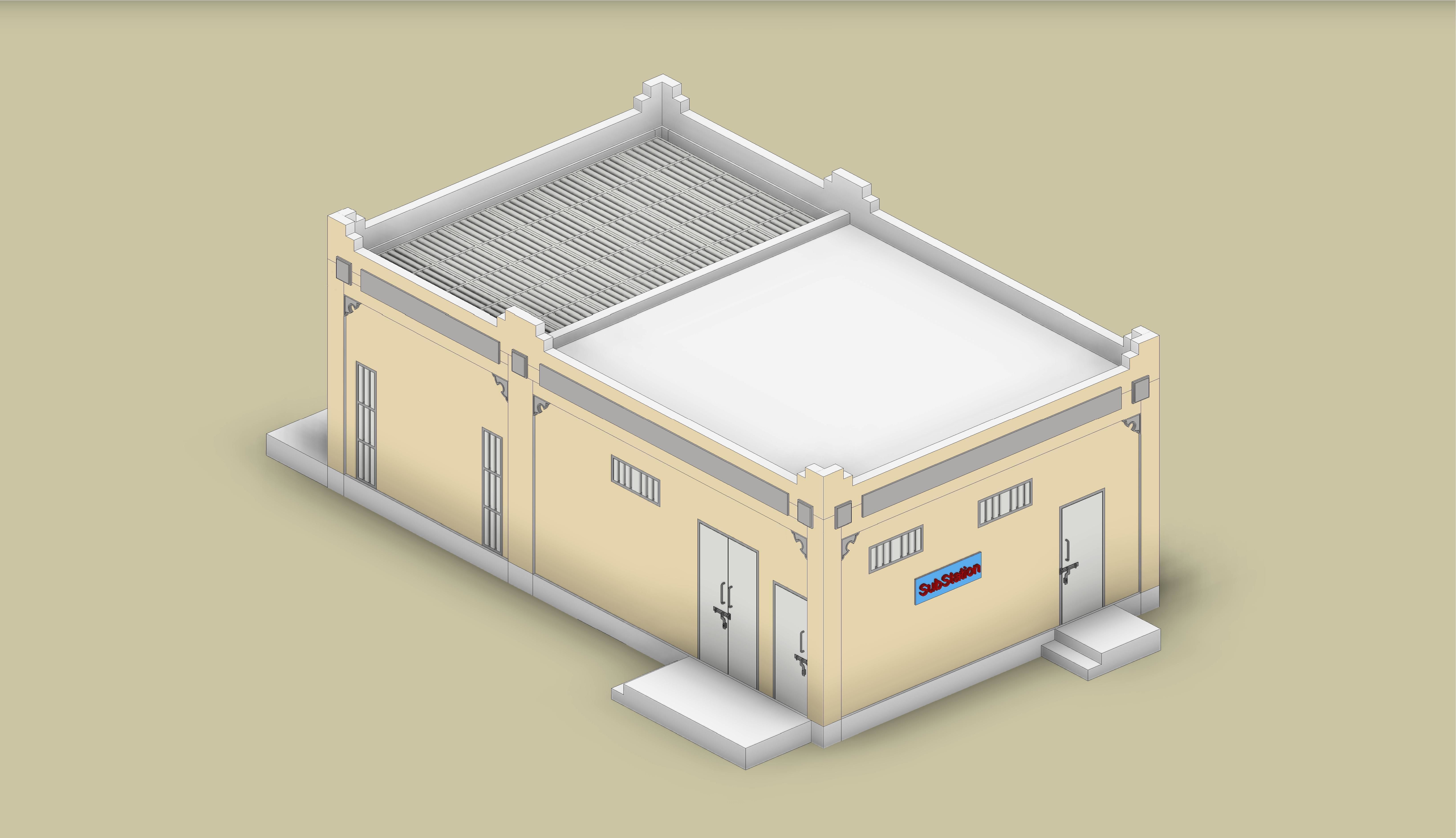 Electrical Substation Building in Revit 3D model_15