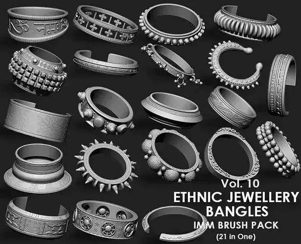 Ethnic Jewellery Bangles IMM Brush Pack 21 in One Vol 10