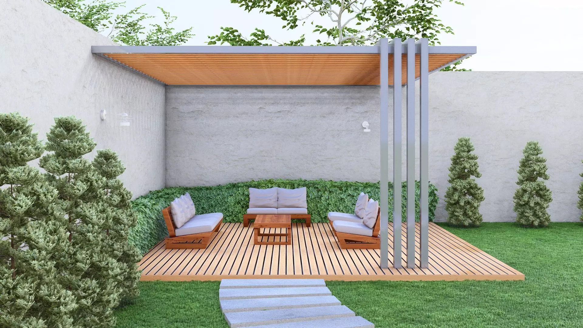 The Modern Pergola Modeled in SketchUp and Rendered with Lumion  3D model_0
