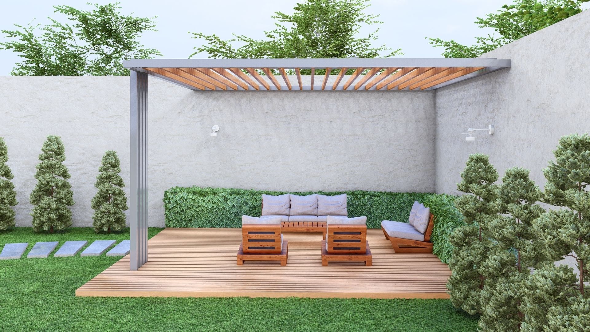 The Modern Pergola Modeled in SketchUp and Rendered with Lumion  3D model_3
