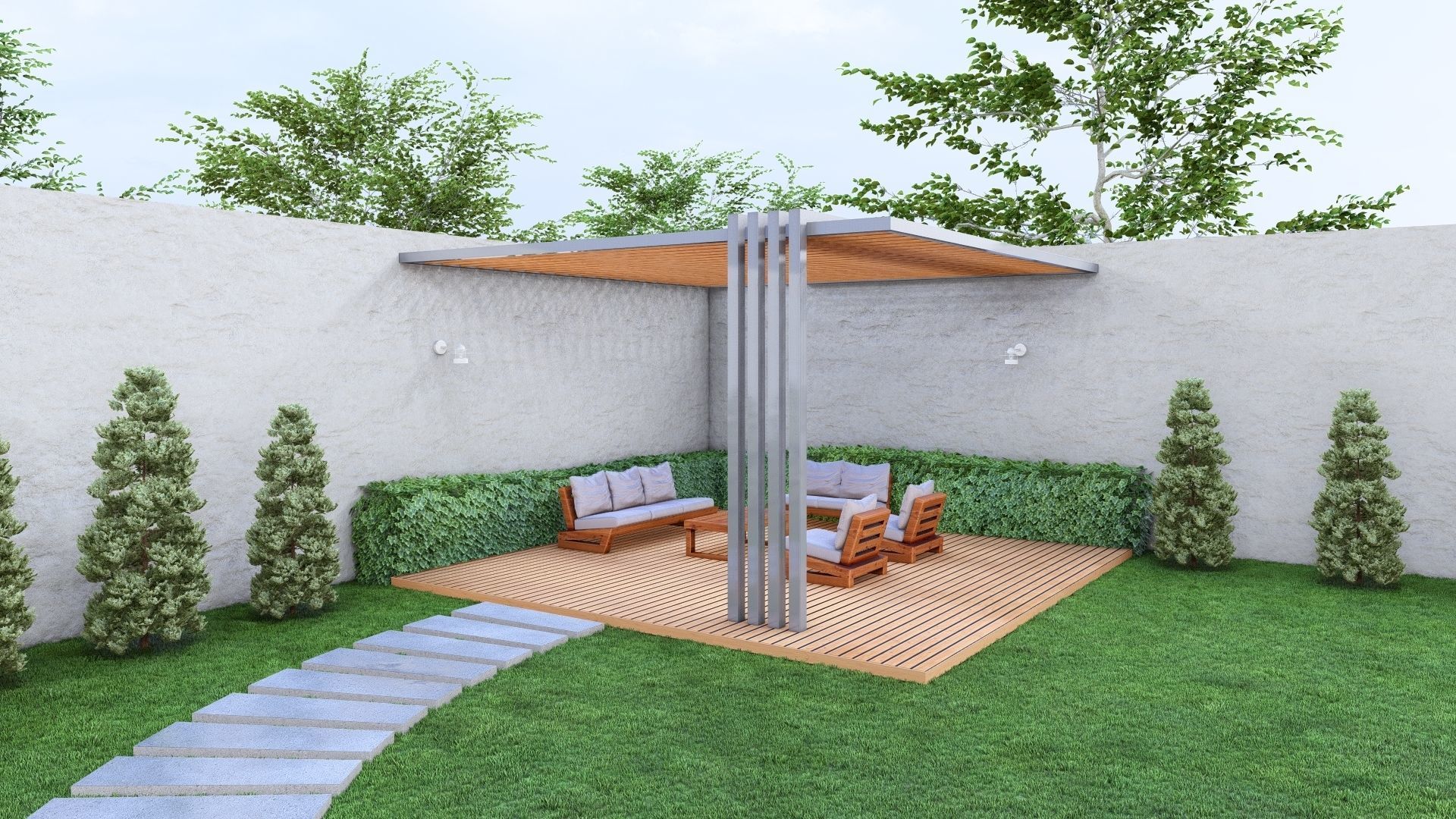 The Modern Pergola Modeled in SketchUp and Rendered with Lumion  3D model_2
