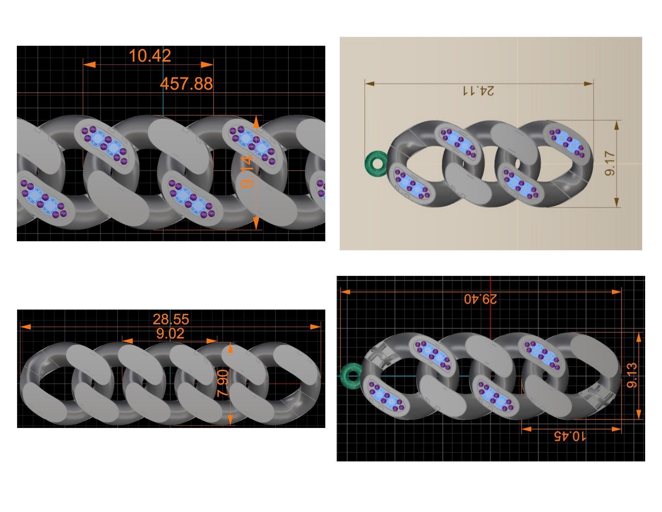CUBAN LINK CHAIN Gurmet Bileklik - 200 PIECES READY FOR PRINT 3D print model_66