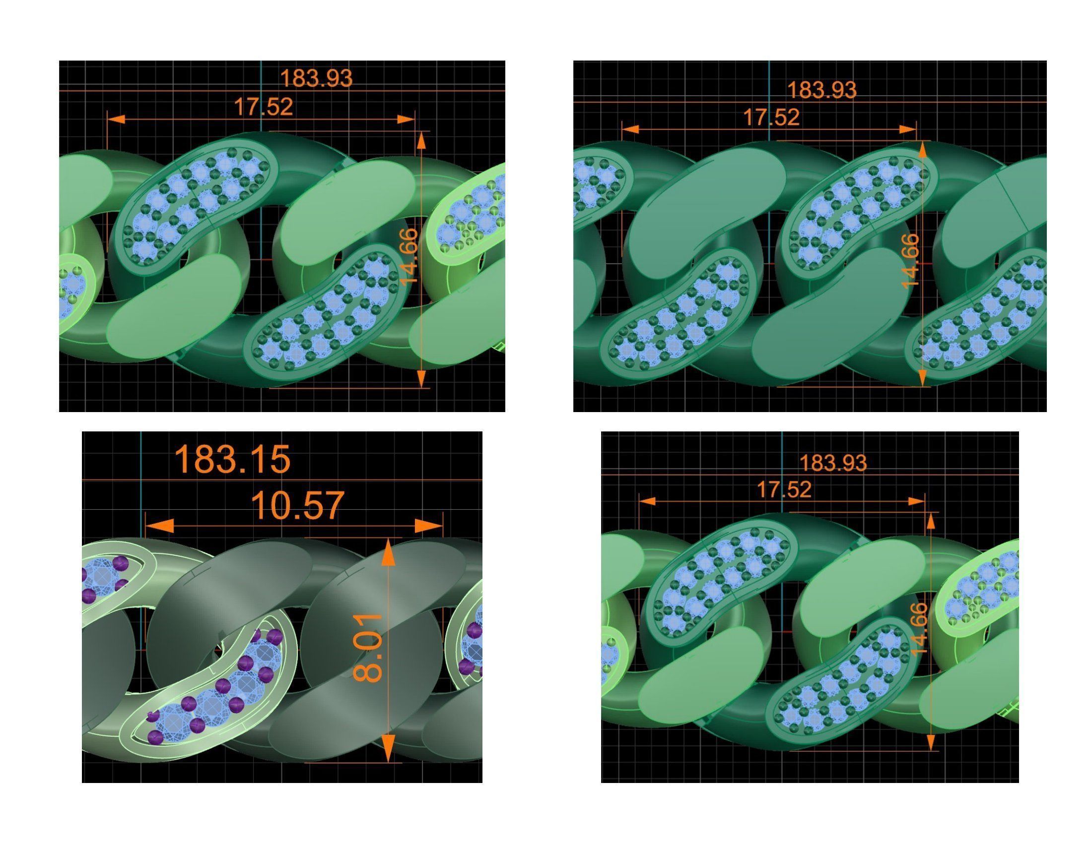 CUBAN LINK CHAIN Gurmet Bileklik - 200 PIECES READY FOR PRINT 3D print model_70