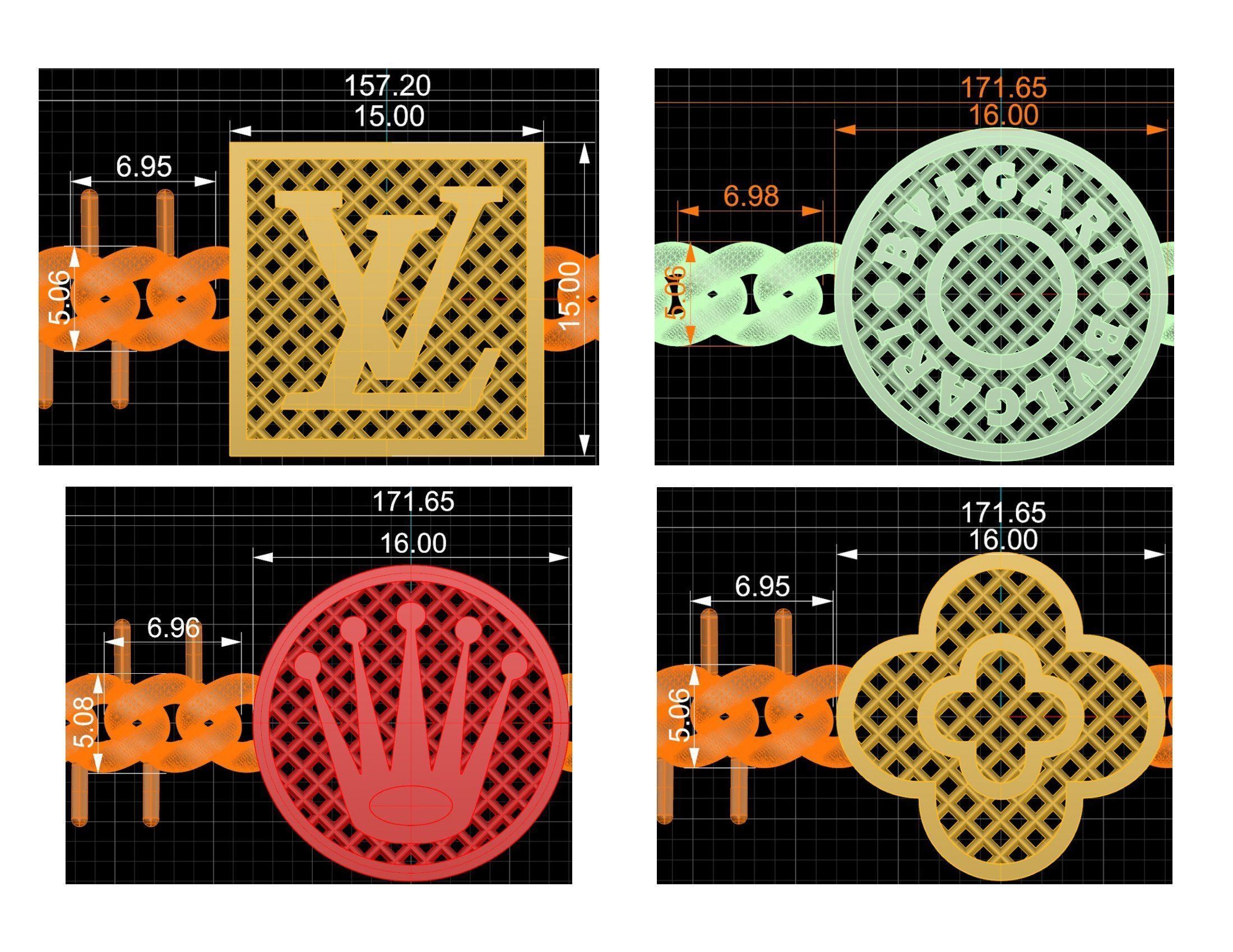 CUBAN LINK CHAIN Gurmet Bileklik - 200 PIECES READY FOR PRINT 3D print model_92