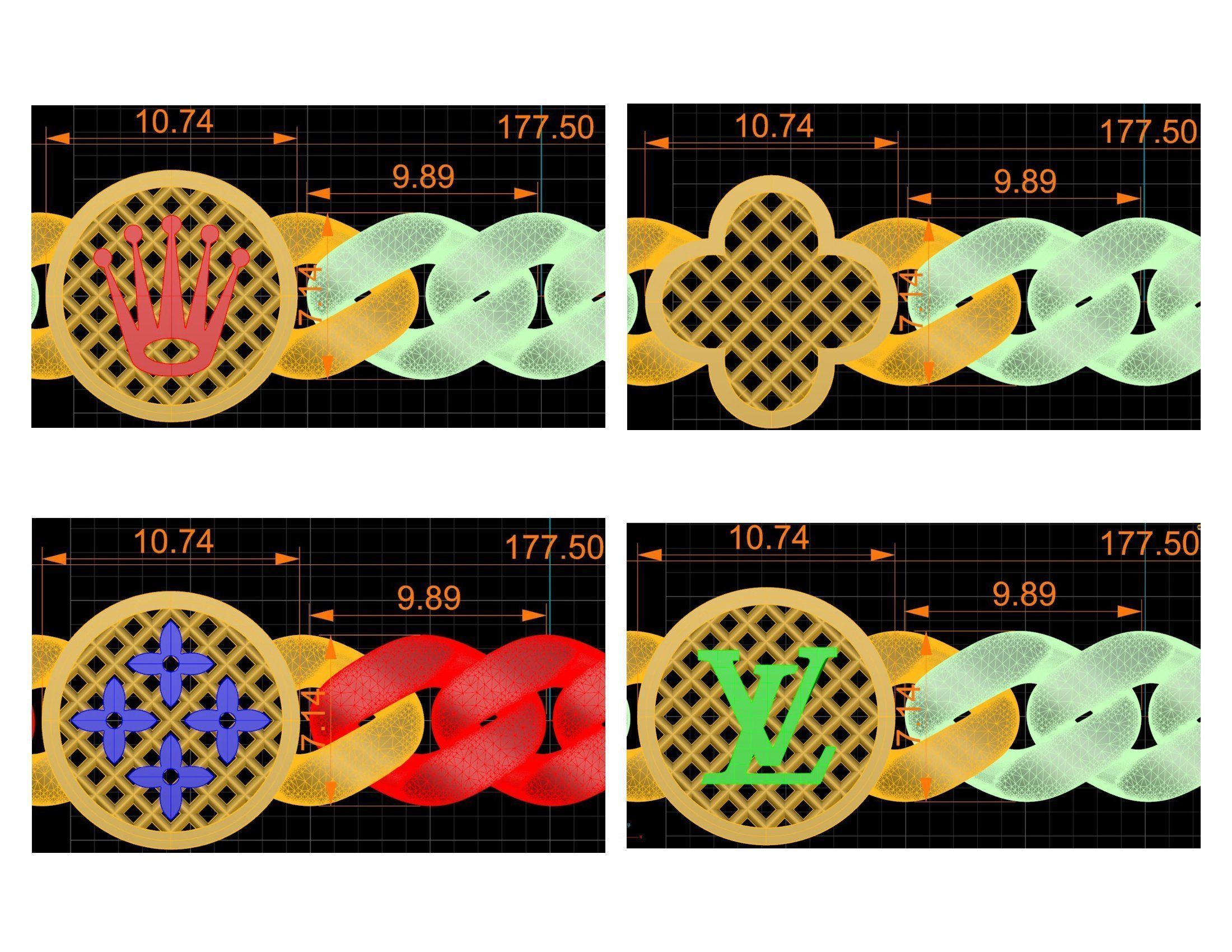 CUBAN LINK CHAIN Gurmet Bileklik - 200 PIECES READY FOR PRINT 3D print model_97