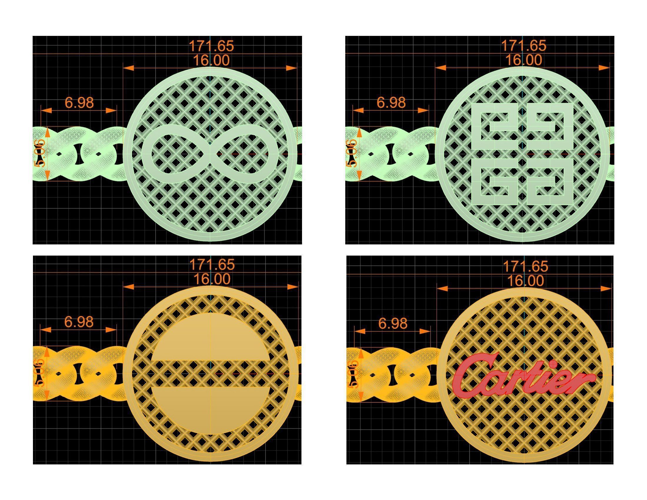 CUBAN LINK CHAIN Gurmet Bileklik - 200 PIECES READY FOR PRINT 3D print model_96