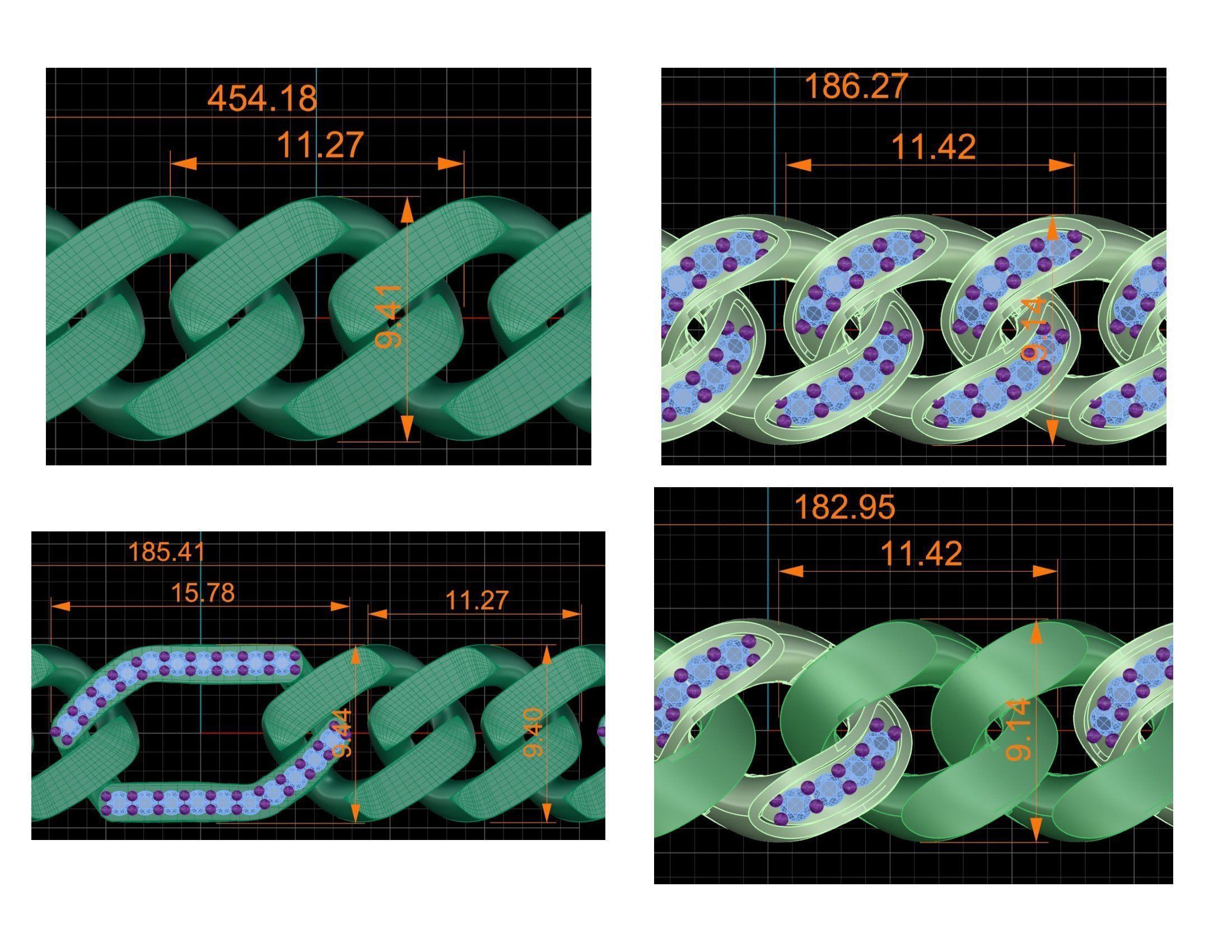 CUBAN LINK CHAIN Gurmet Bileklik - 200 PIECES READY FOR PRINT 3D print model_81