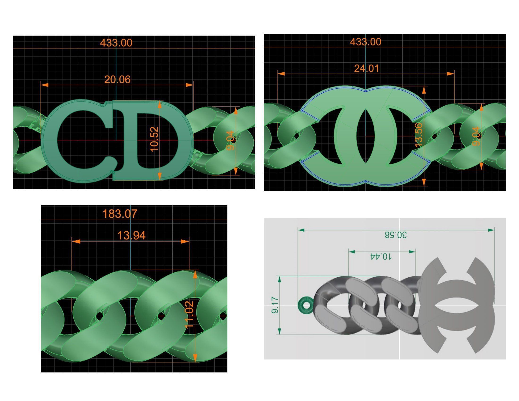 CUBAN LINK CHAIN Gurmet Bileklik - 200 PIECES READY FOR PRINT 3D print model_78