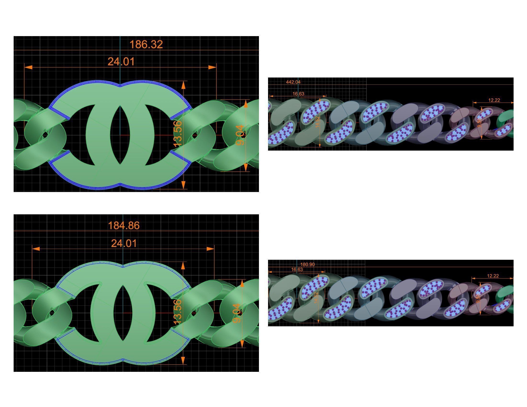 CUBAN LINK CHAIN Gurmet Bileklik - 200 PIECES READY FOR PRINT 3D print model_82