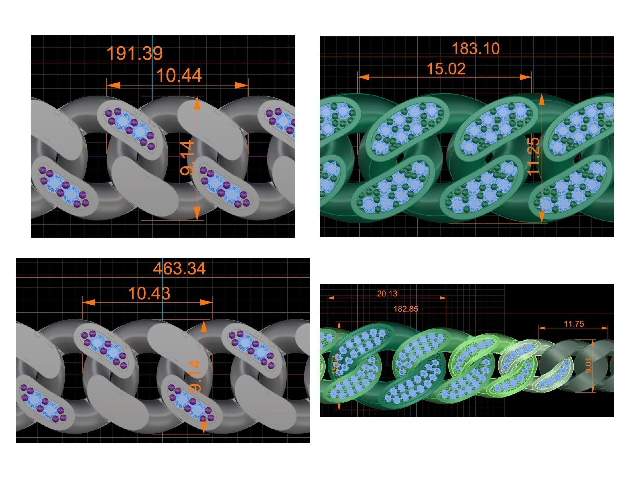 CUBAN LINK CHAIN Gurmet Bileklik - 200 PIECES READY FOR PRINT 3D print model_72