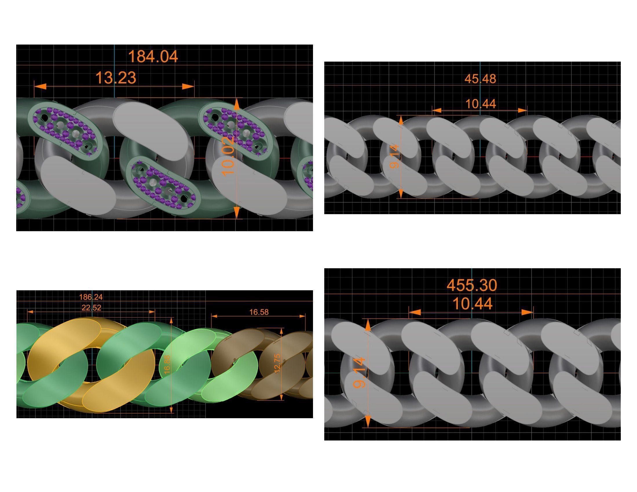 CUBAN LINK CHAIN Gurmet Bileklik - 200 PIECES READY FOR PRINT 3D print model_67