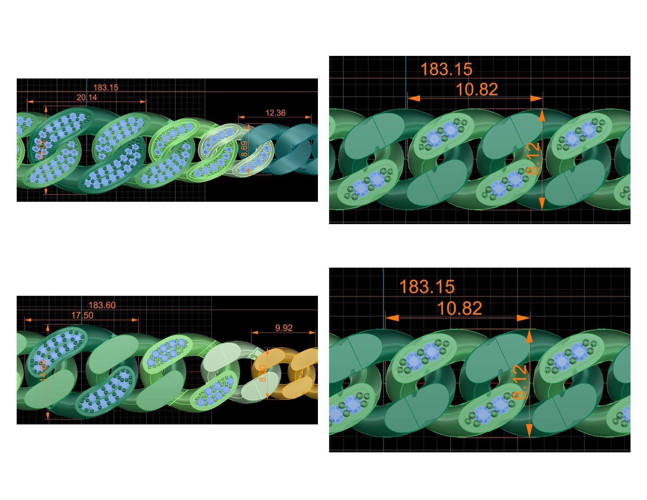 CUBAN LINK CHAIN Gurmet Bileklik - 200 PIECES READY FOR PRINT 3D print model_64