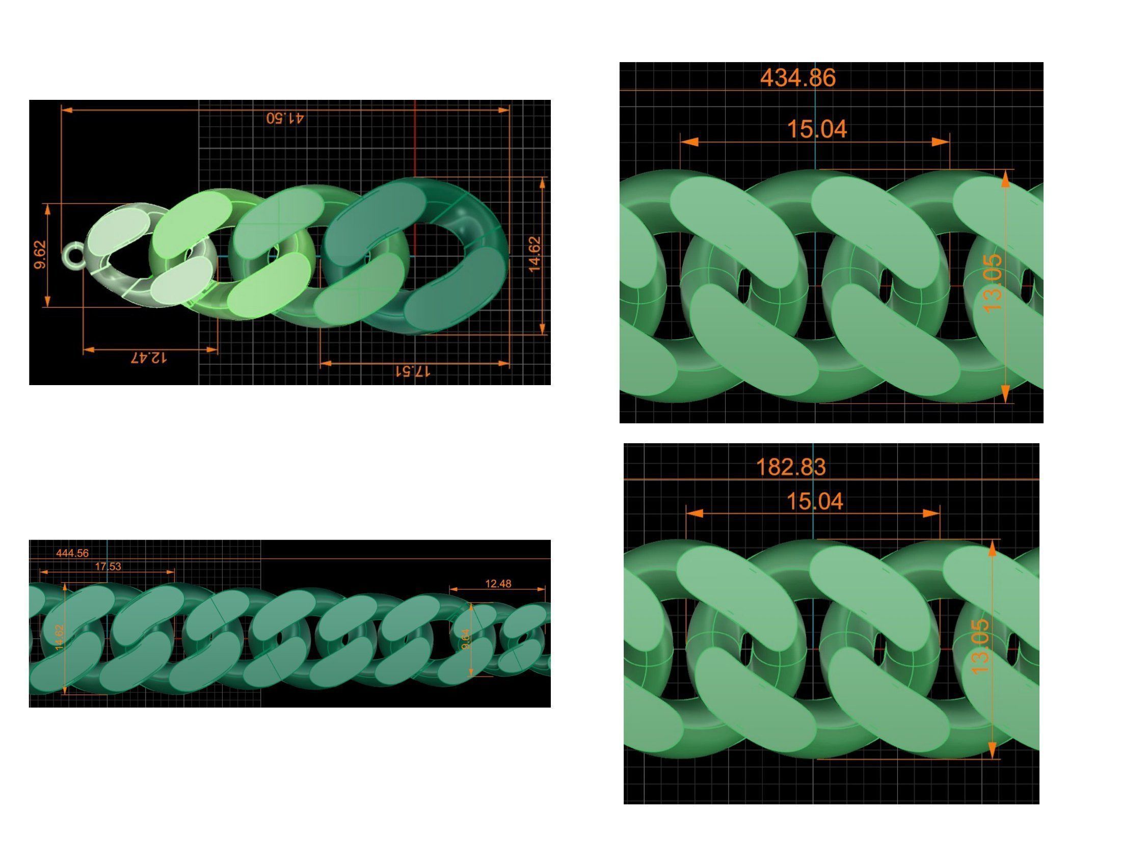 CUBAN LINK CHAIN Gurmet Bileklik - 200 PIECES READY FOR PRINT 3D print model_73