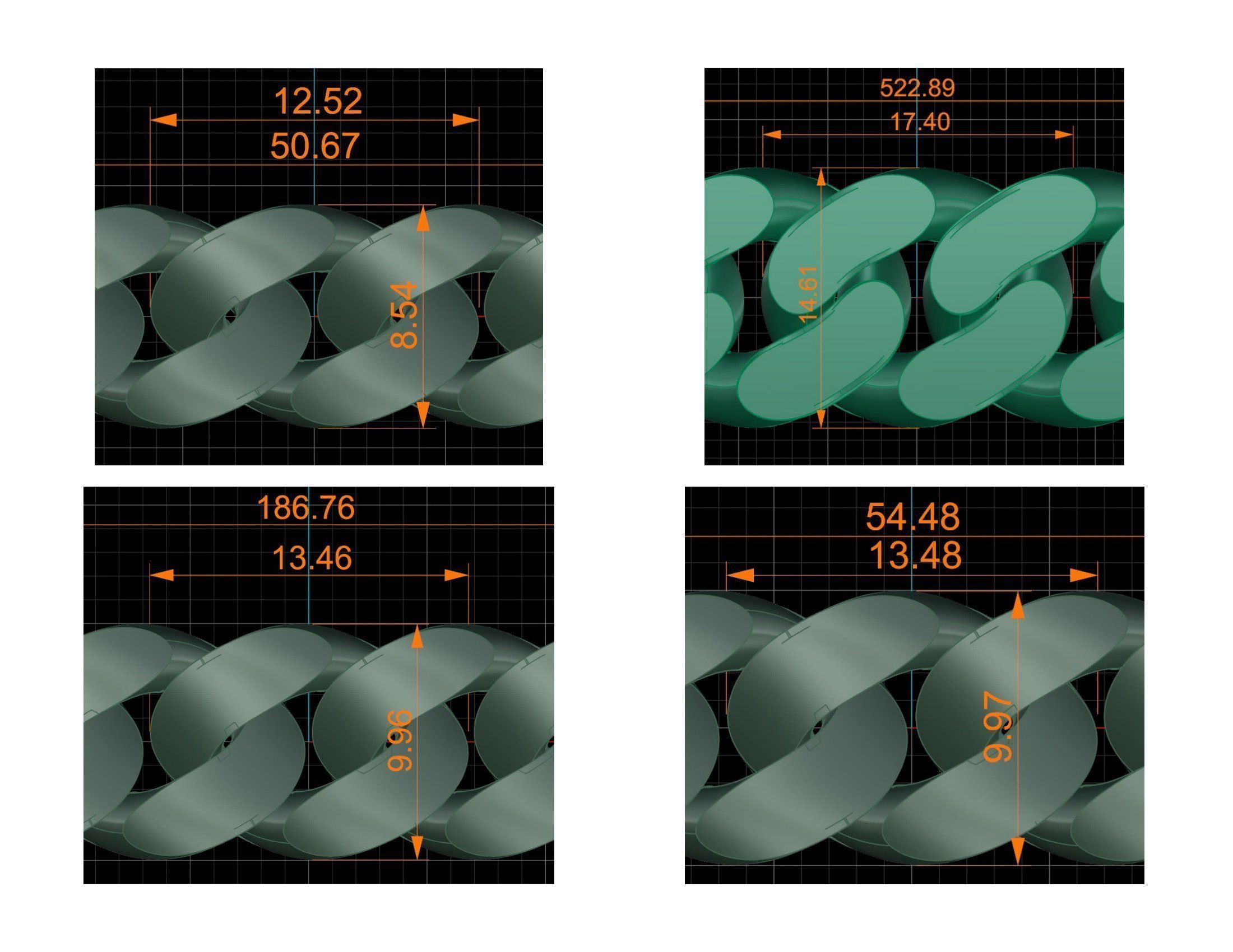 CUBAN LINK CHAIN Gurmet Bileklik - 200 PIECES READY FOR PRINT 3D print model_68