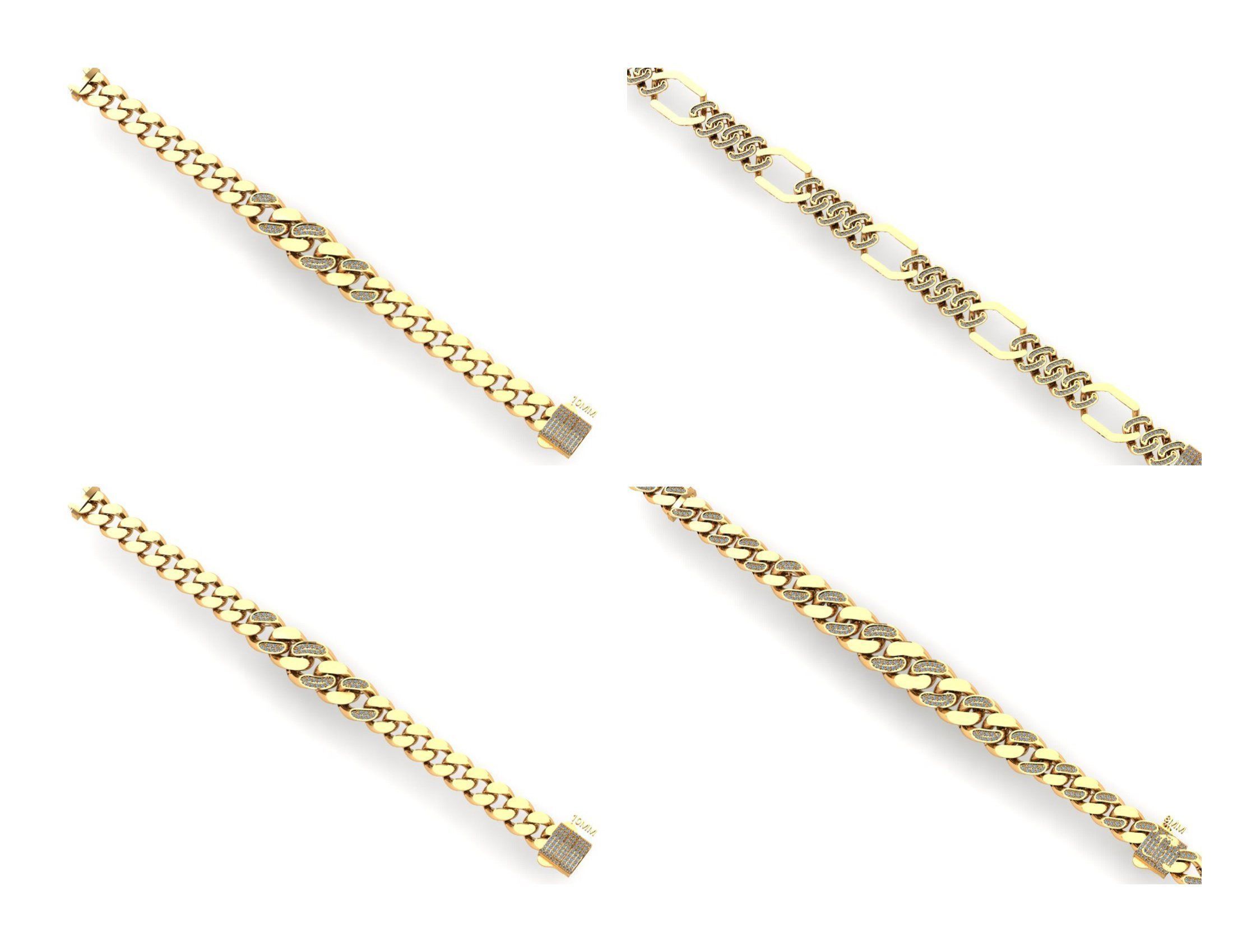 CUBAN LINK CHAIN Gurmet Bileklik - 200 PIECES READY FOR PRINT 3D print model_3