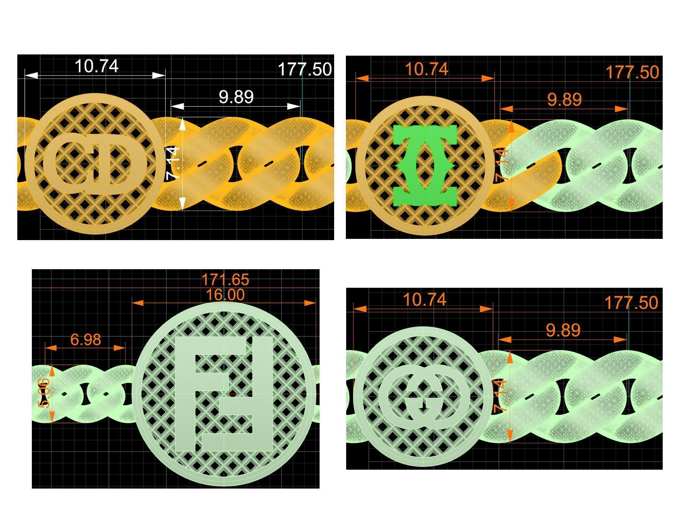 CUBAN LINK CHAIN Gurmet Bileklik - 200 PIECES READY FOR PRINT 3D print model_98