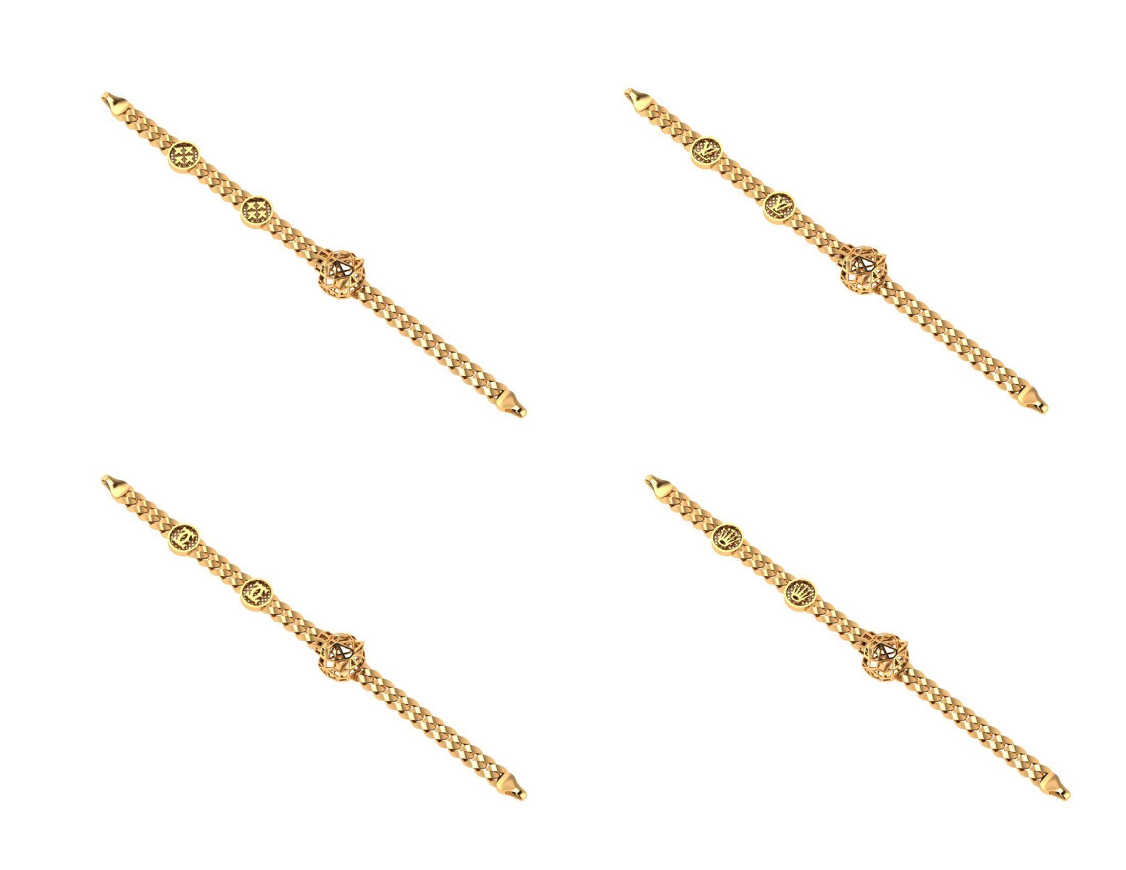 CUBAN LINK CHAIN Gurmet Bileklik - 200 PIECES READY FOR PRINT 3D print model_48