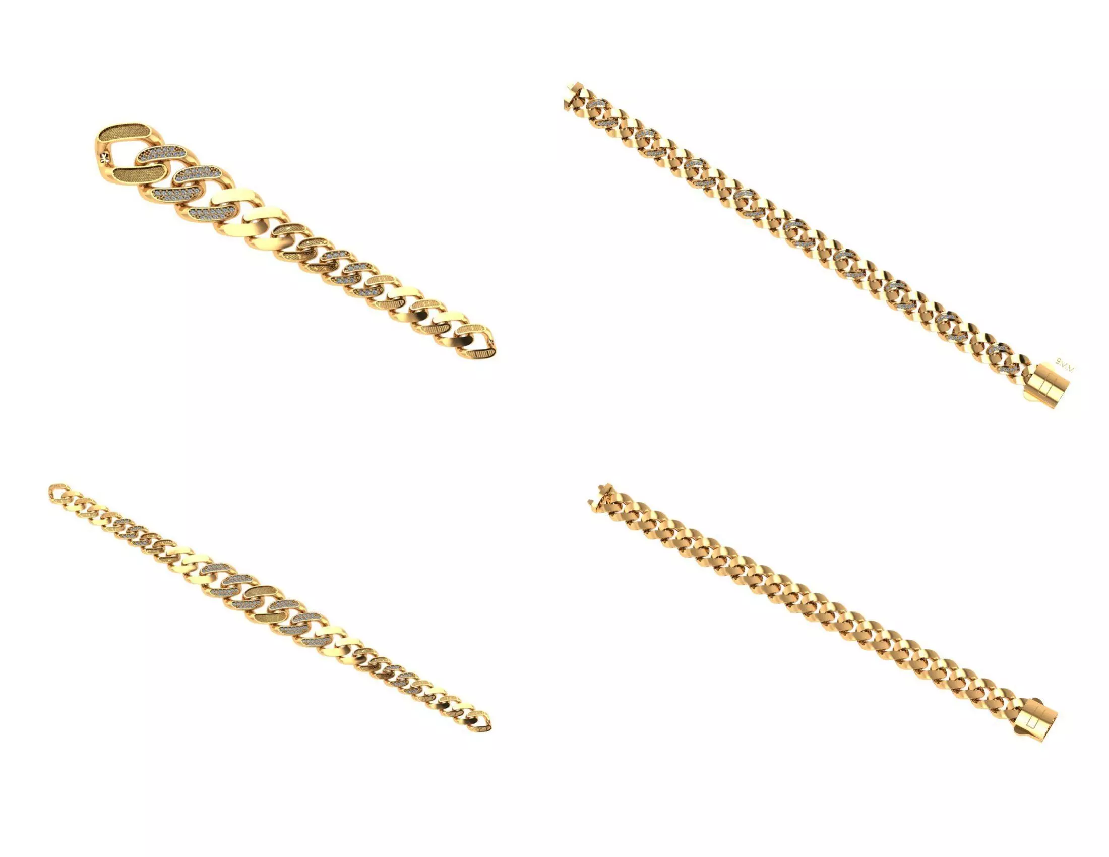 CUBAN LINK CHAIN Gurmet Bileklik - 200 PIECES READY FOR PRINT 3D print model_0