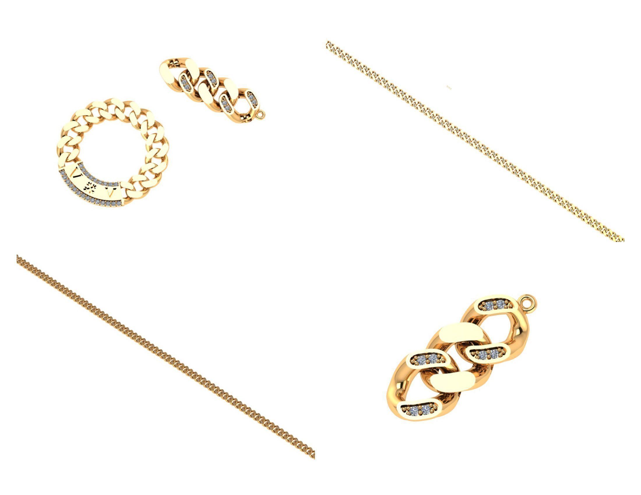 CUBAN LINK CHAIN Gurmet Bileklik - 200 PIECES READY FOR PRINT 3D print model_40