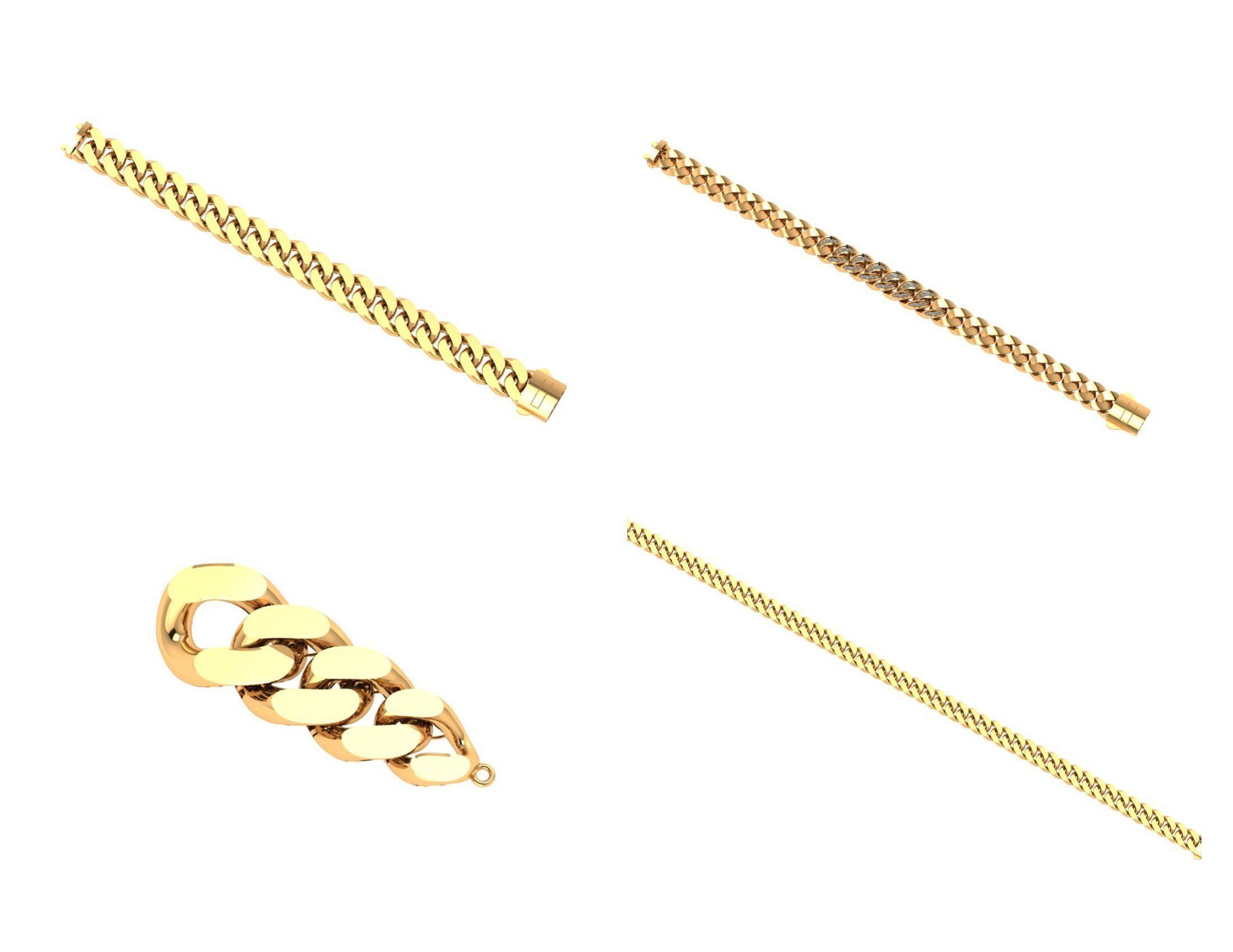 CUBAN LINK CHAIN Gurmet Bileklik - 200 PIECES READY FOR PRINT 3D print model_14