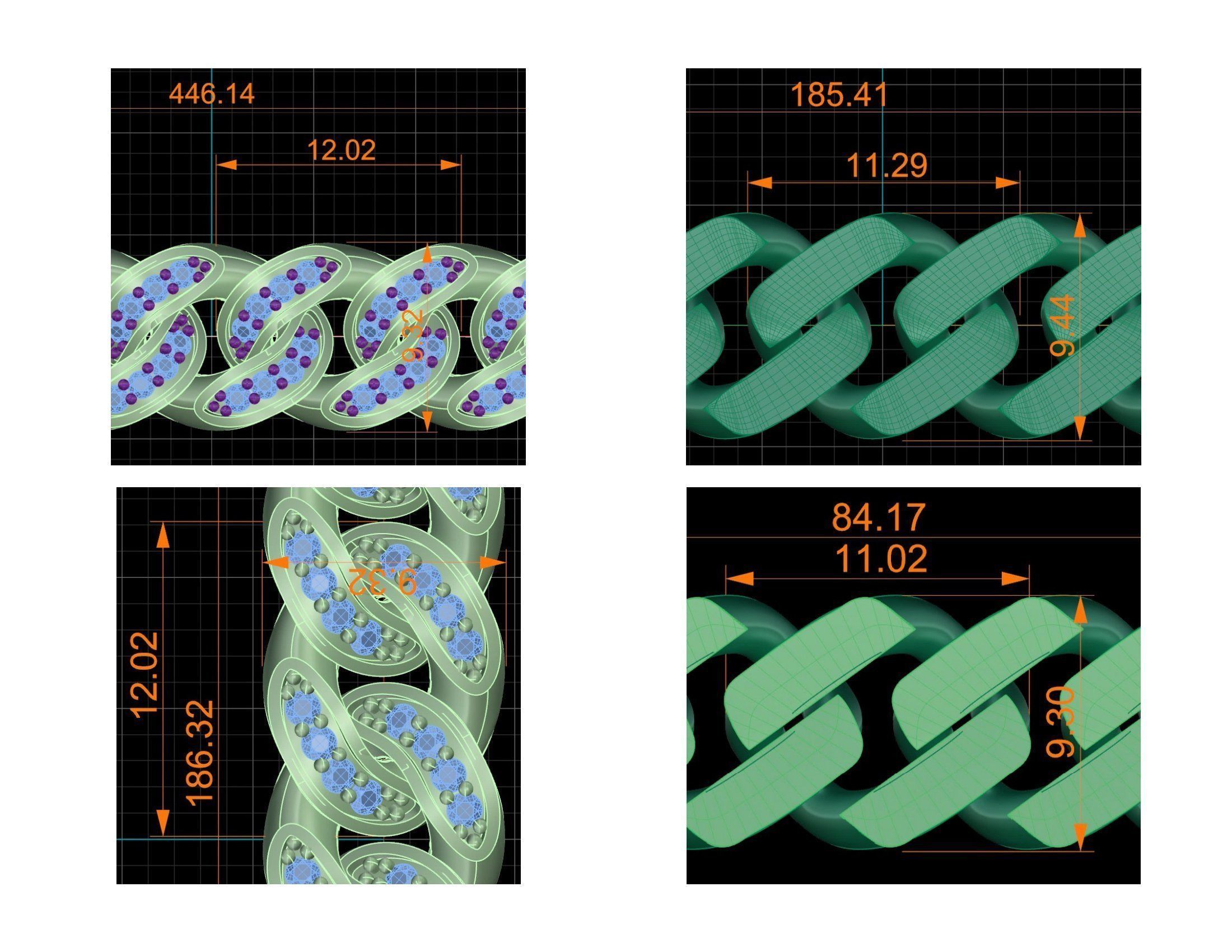 CUBAN LINK CHAIN Gurmet Bileklik - 200 PIECES READY FOR PRINT 3D print model_79