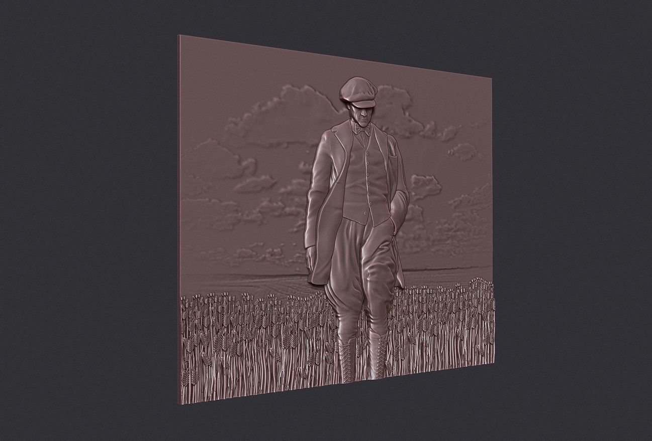 Gazi Mustafa Kemal Ataturk Walking in the Field Bas relief 3D print model_3