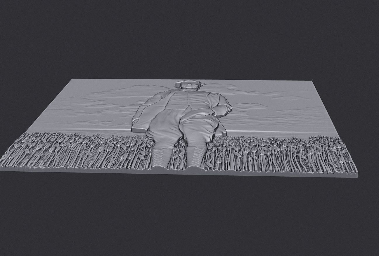 Gazi Mustafa Kemal Ataturk Walking in the Field Bas relief 3D print model_4