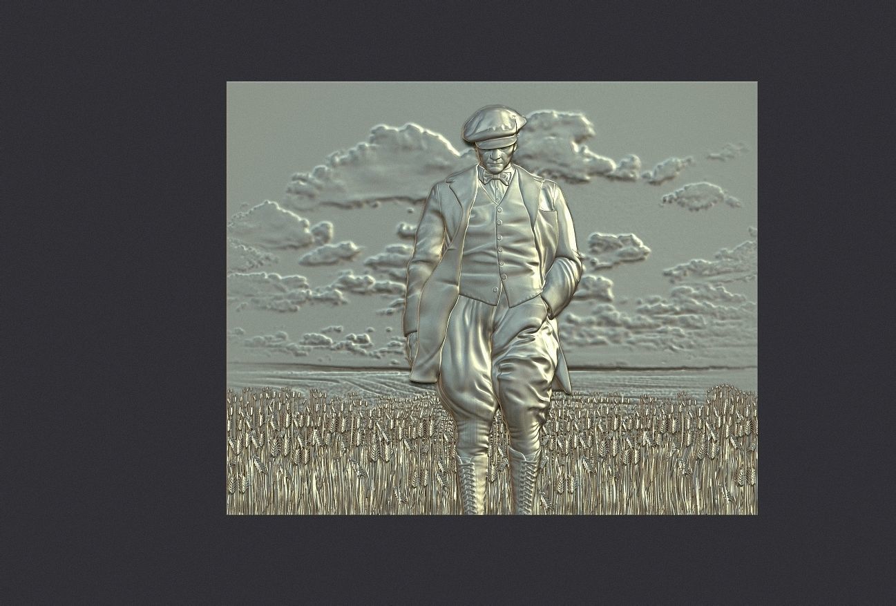 Gazi Mustafa Kemal Ataturk Walking in the Field Bas relief 3D print model_8