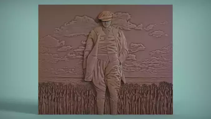 Gazi Mustafa Kemal Ataturk Walking in the Field Bas relief 3D print model
