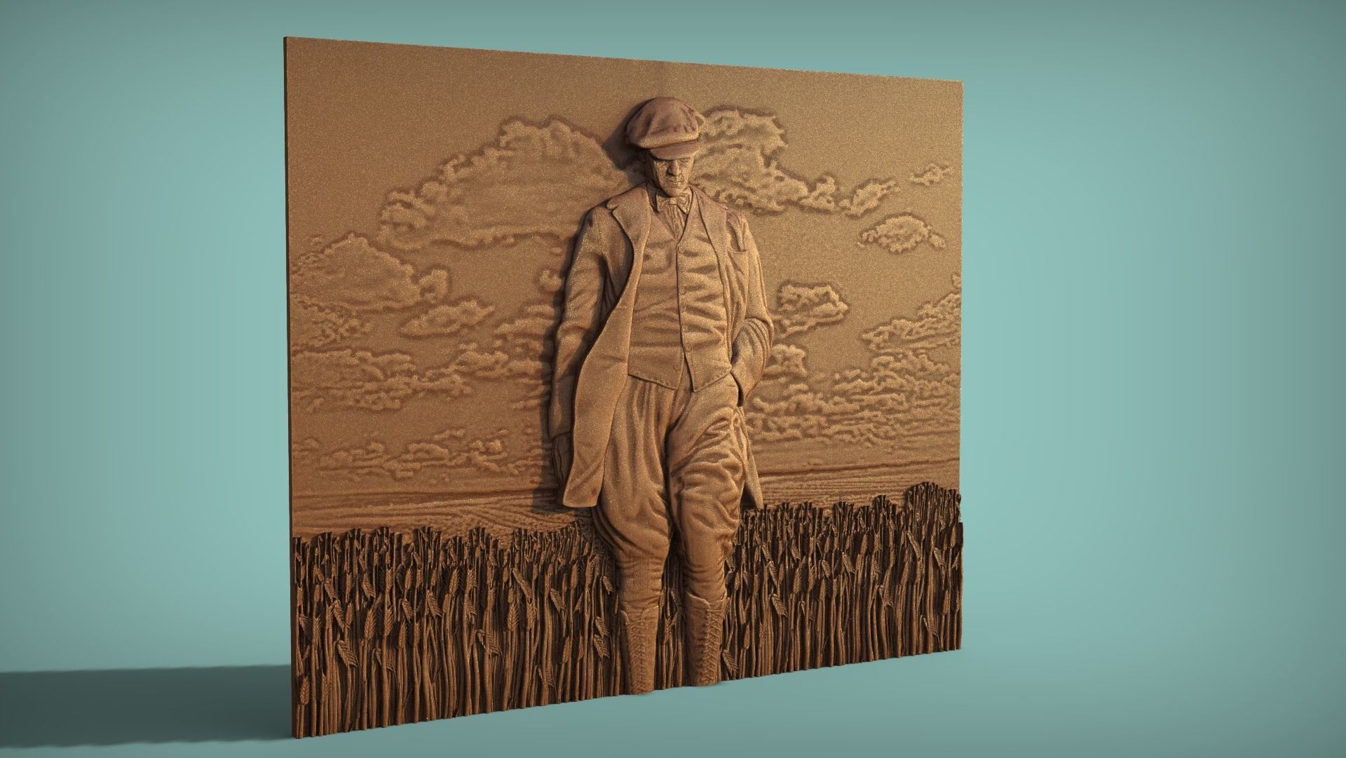 Gazi Mustafa Kemal Ataturk Walking in the Field Bas relief 3D print model_2