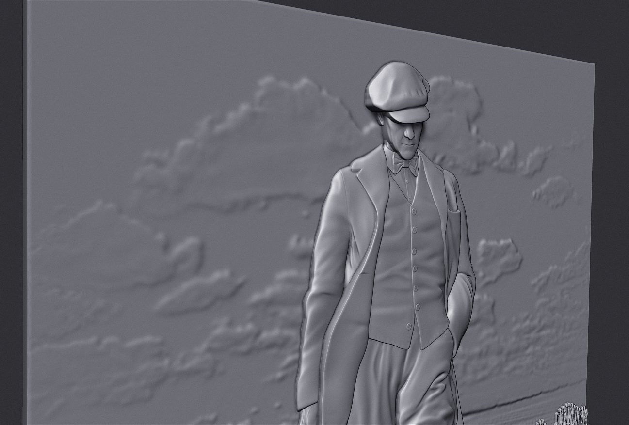 Gazi Mustafa Kemal Ataturk Walking in the Field Bas relief 3D print model_5