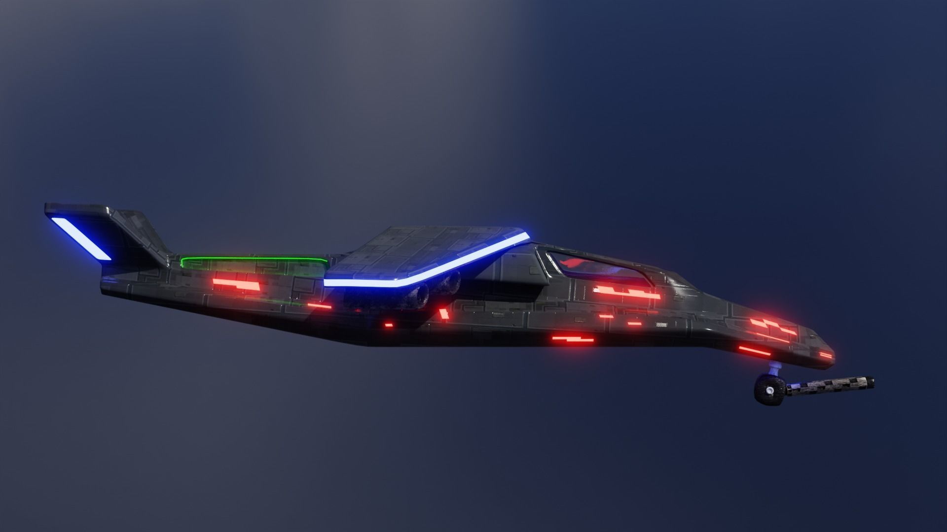 Aircraft Commercial Spaceship Game ready 3D model_4