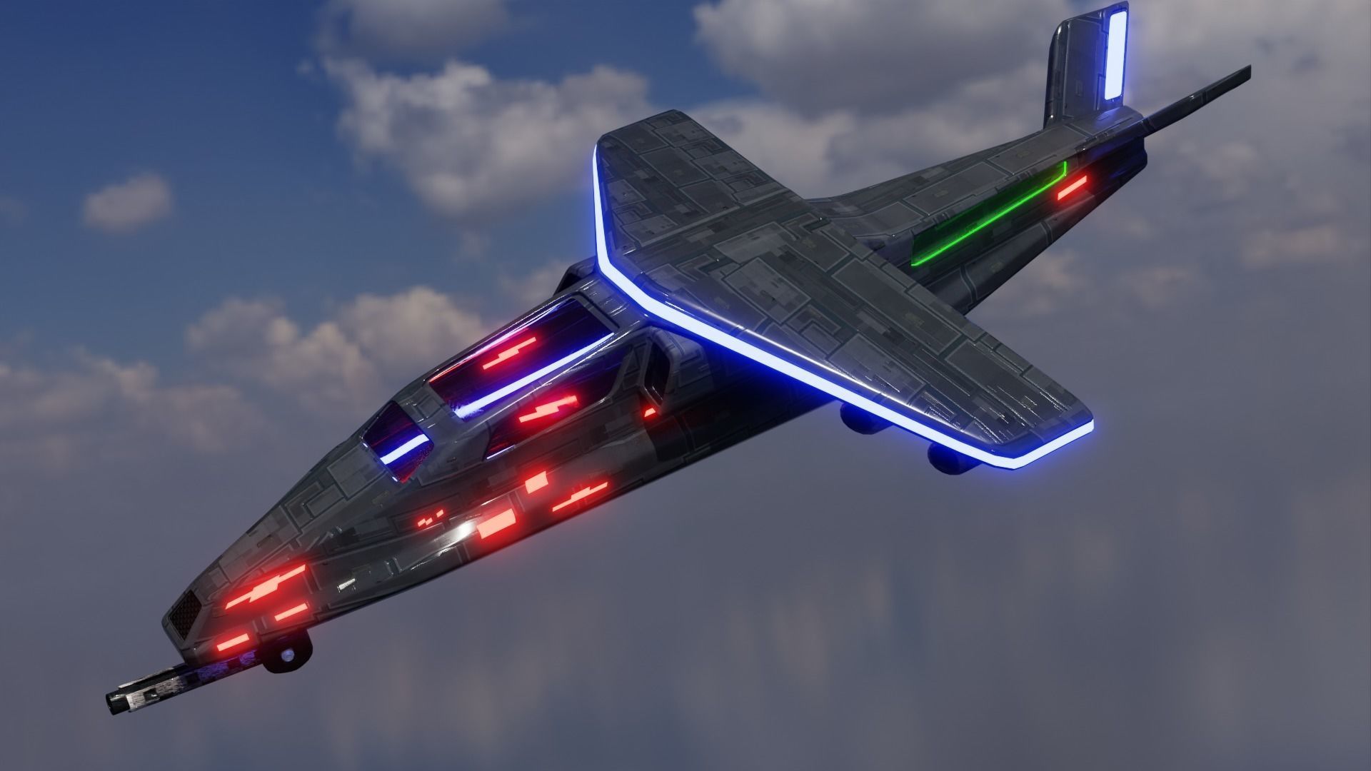 Aircraft Commercial Spaceship Game ready 3D model_13