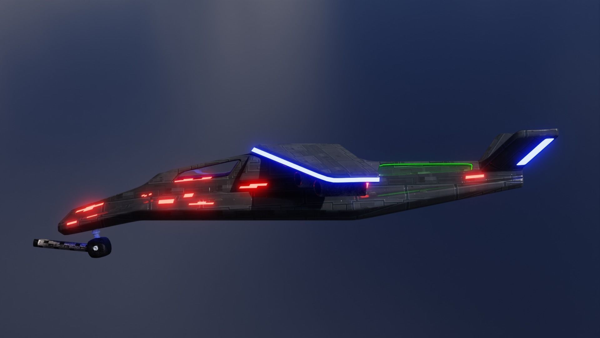 Aircraft Commercial Spaceship Game ready 3D model_3