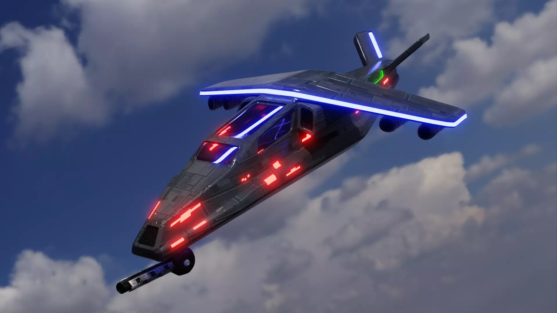 Aircraft Commercial Spaceship Game ready 3D model_0