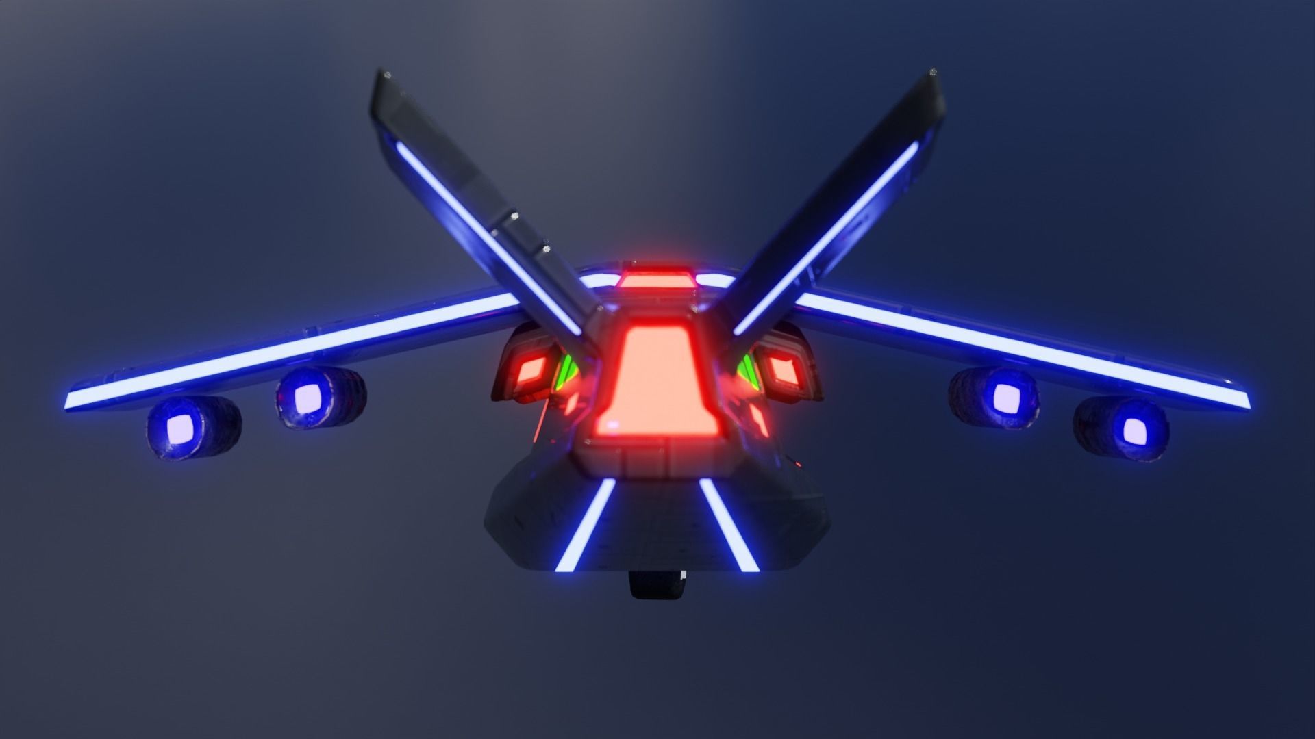 Aircraft Commercial Spaceship Game ready 3D model_2