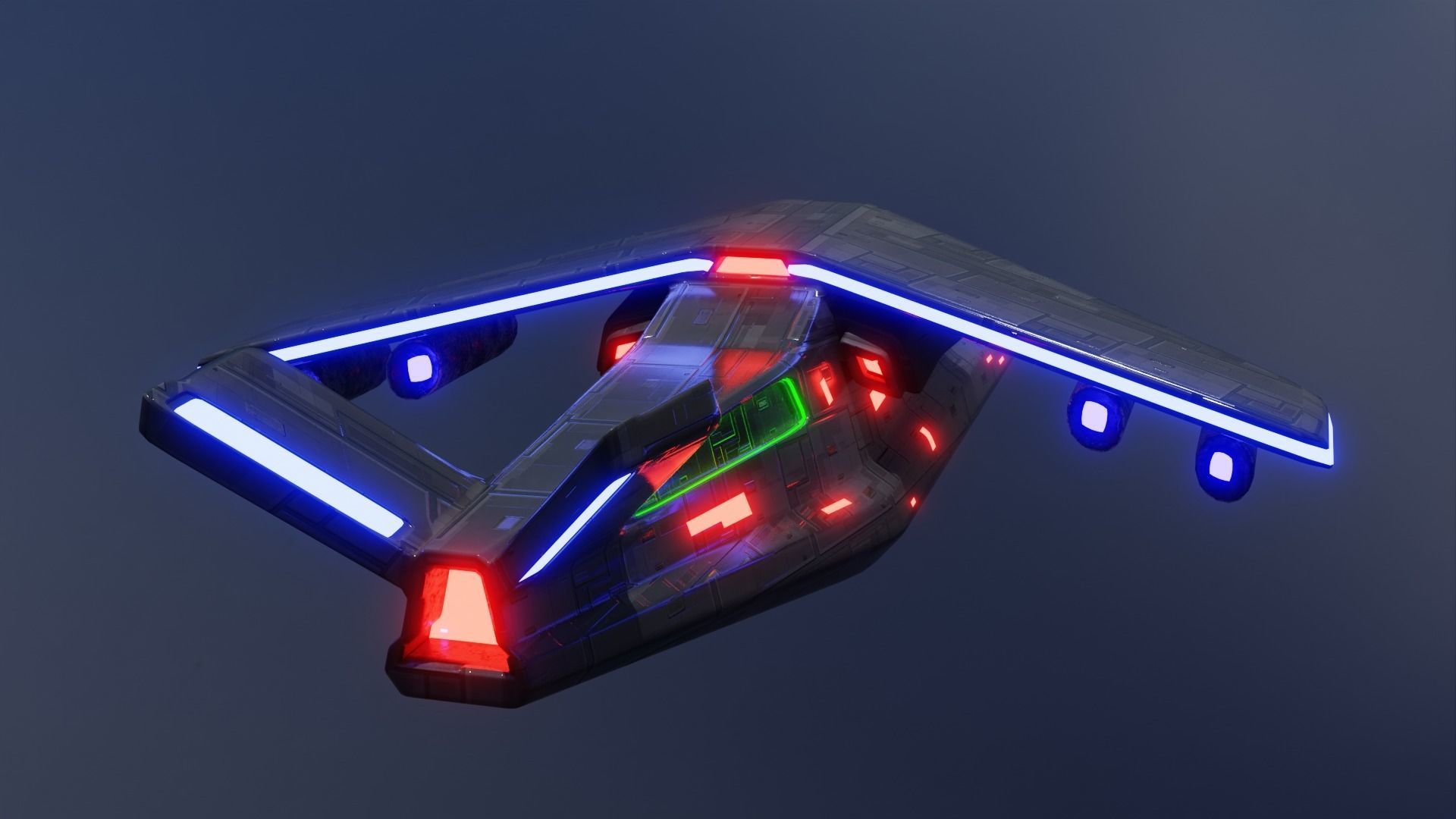 Aircraft Commercial Spaceship Game ready 3D model_6